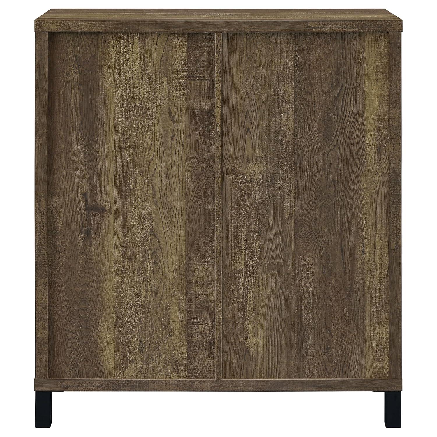 Coaster Farmhouse Wood 2-Shelf Bar Cabinet with Sliding Door in Oak