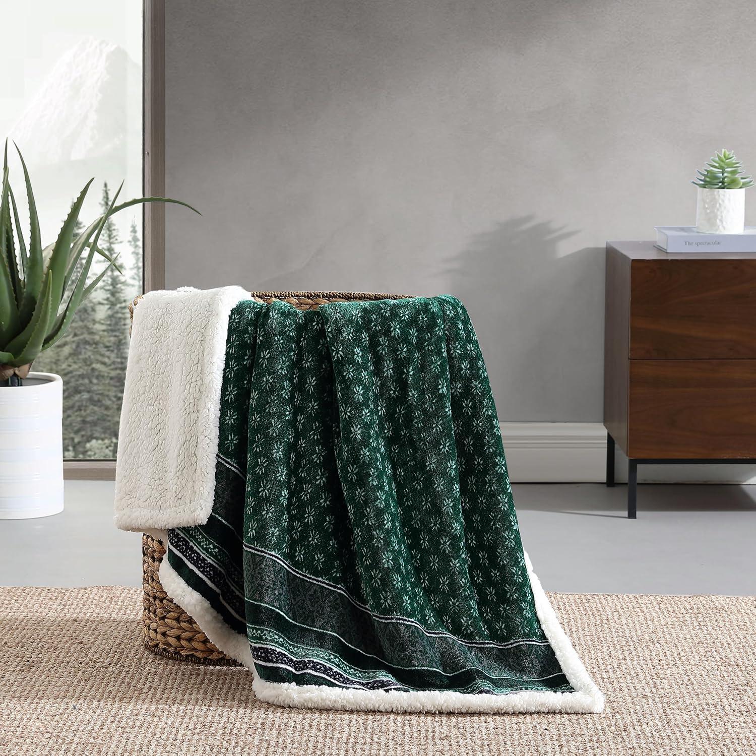 Eddie Bauer Printed Plush Fleece/Sherpa Throw Blankets