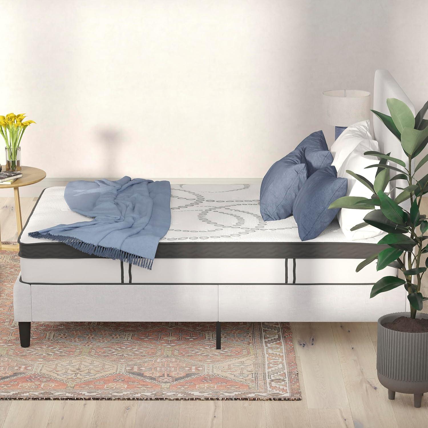 Flash Furniture Capri Comfortable Sleep 10 Inch CertiPUR-US Certified Hybrid Pocket Spring Mattress, Full Mattress in a Box