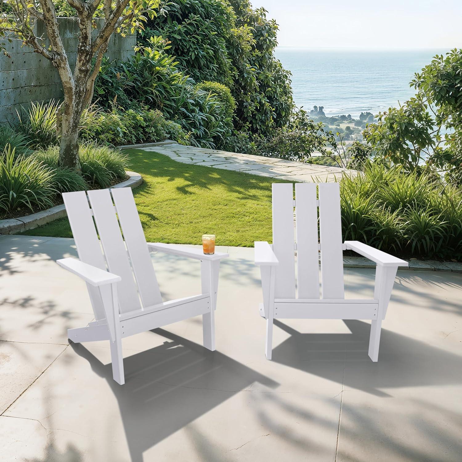 LuXeo Arcadia White HDPE Outdoor Adirondack Chair ( Set of 2)