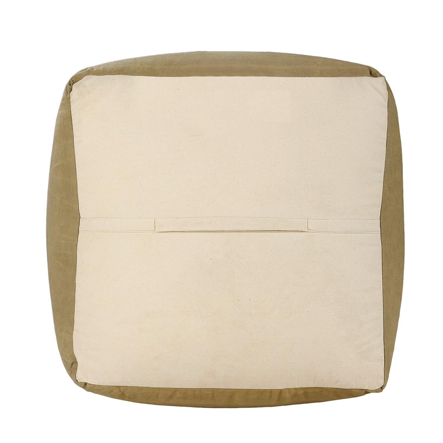 LR Home Medium Bordered Indoor Square Pouf, Gray/Brown, 20" x 20" x 20"