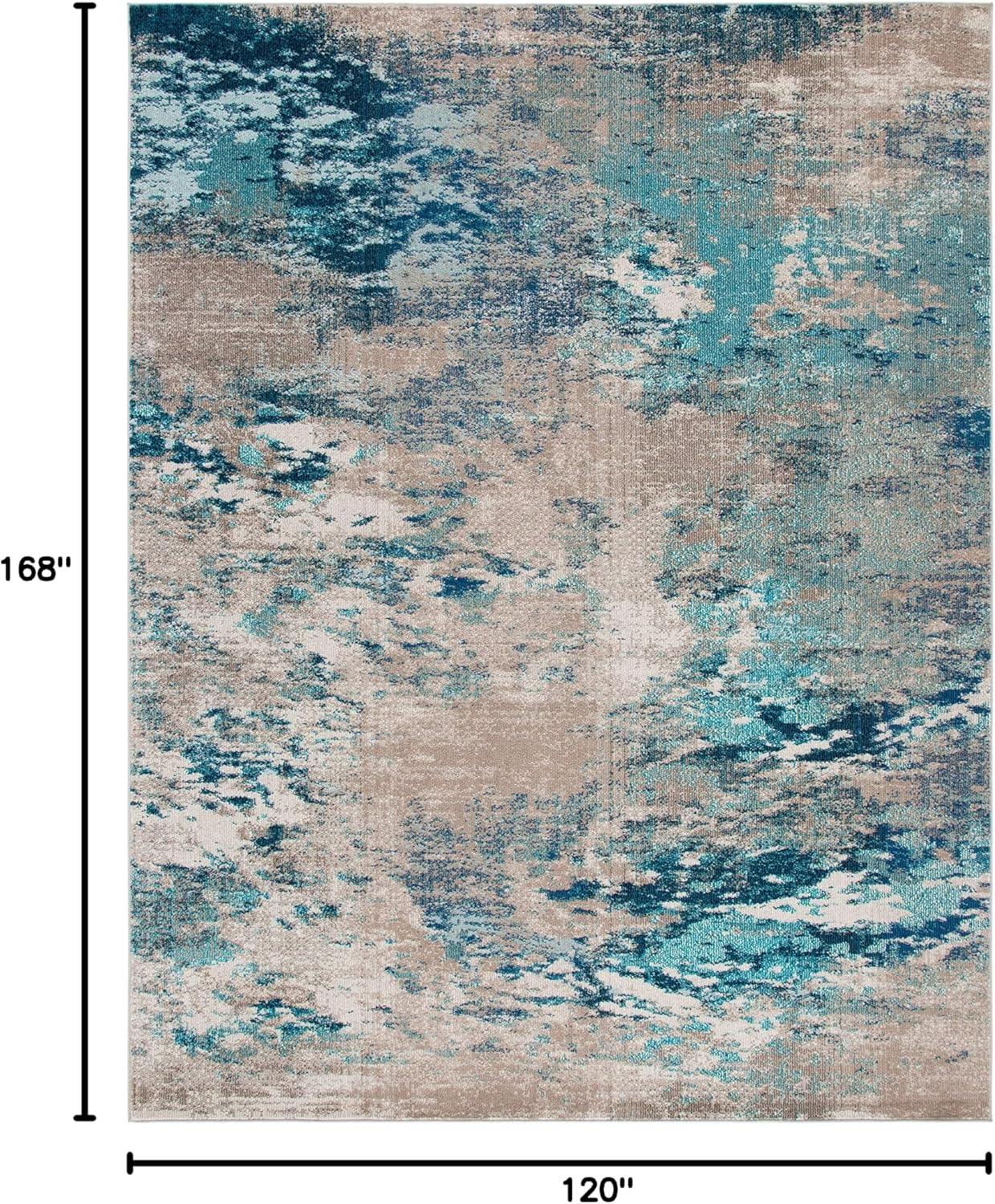 SAFAVIEH Madison Oscar Abstract Distressed Area Rug, Blue/Grey, 10' x 14'