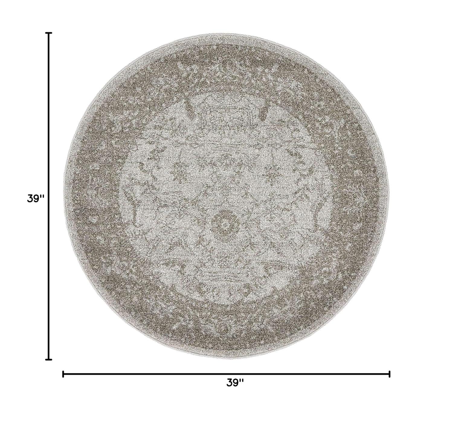 Unique Loom La Jolla Collection Area Rug - Floral (3' 3" Round Light Gray/Gray)