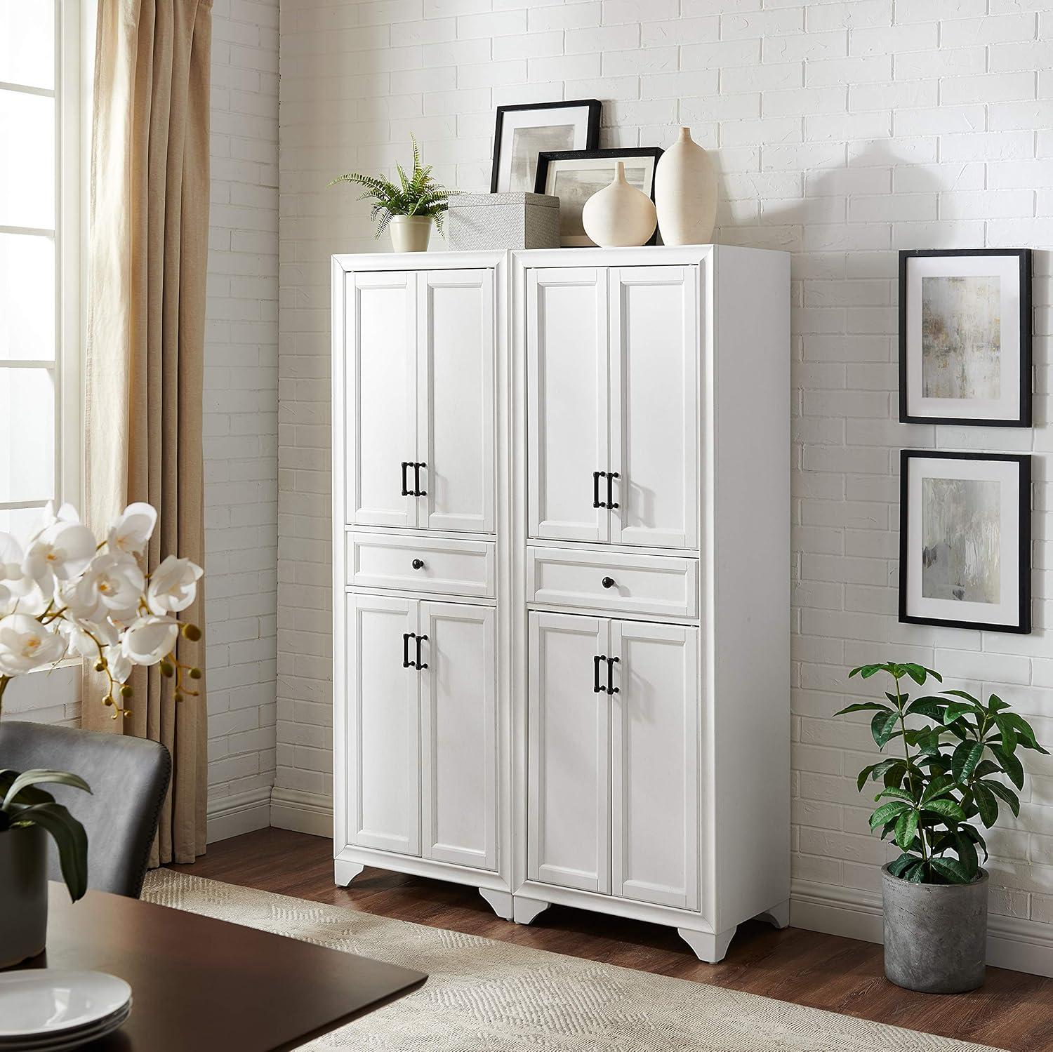 Crosley Furniture Tara 2-Piece Pantry Storage Cabinet Set with Shelves, Kitchen, Dining, or Laundry Room