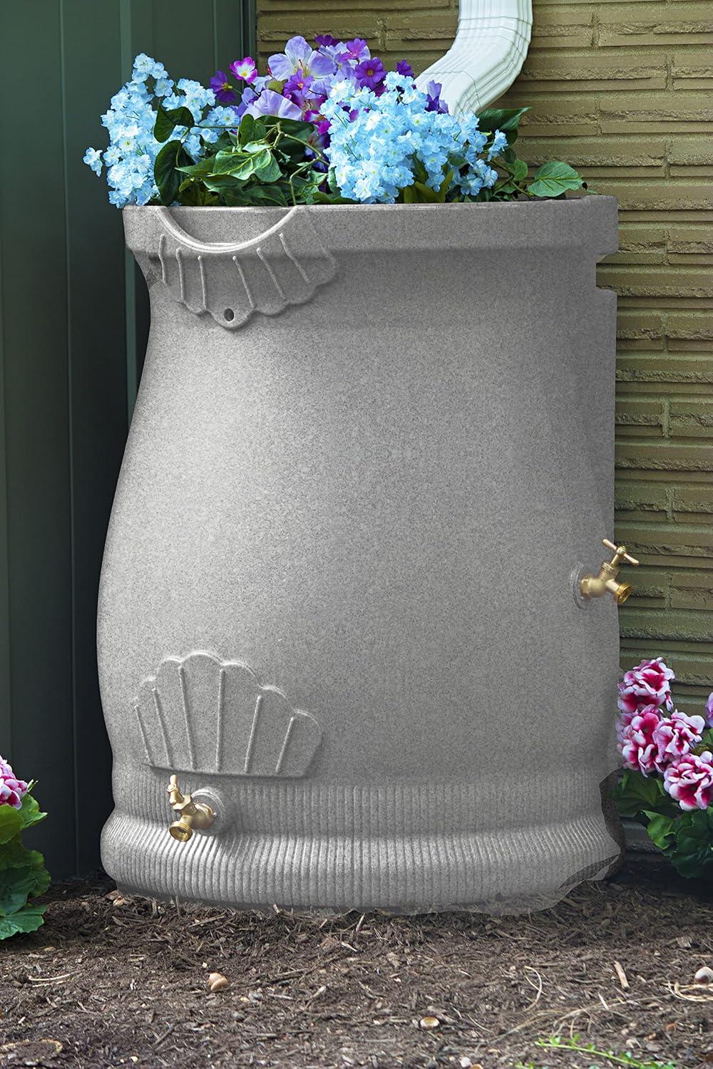 Good Ideas 50 Gallons Plastic Drainable Dual Overflow Planter Rain Barrel