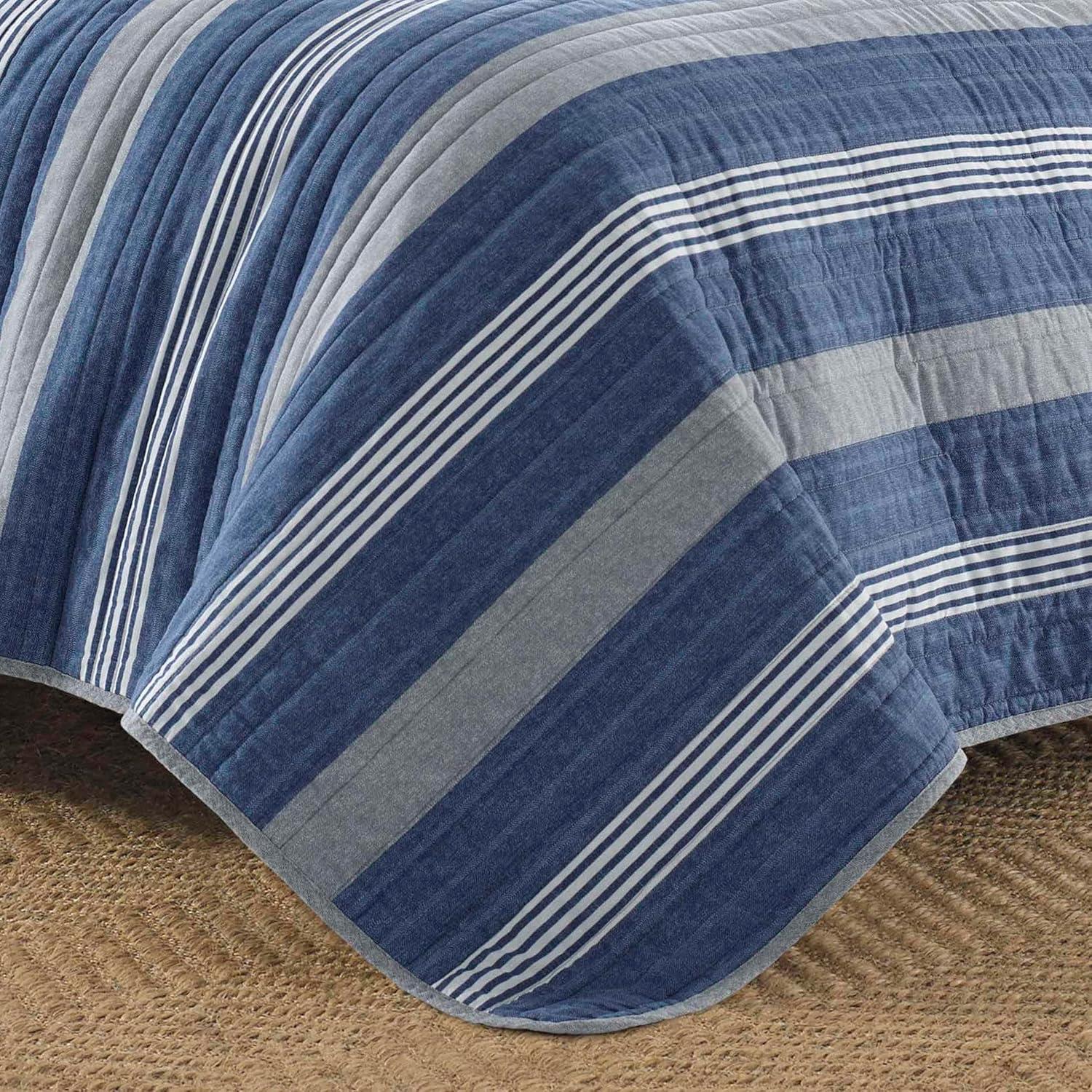 Nautica Saltmarsh Cotton Reversible Blue Quilt Set