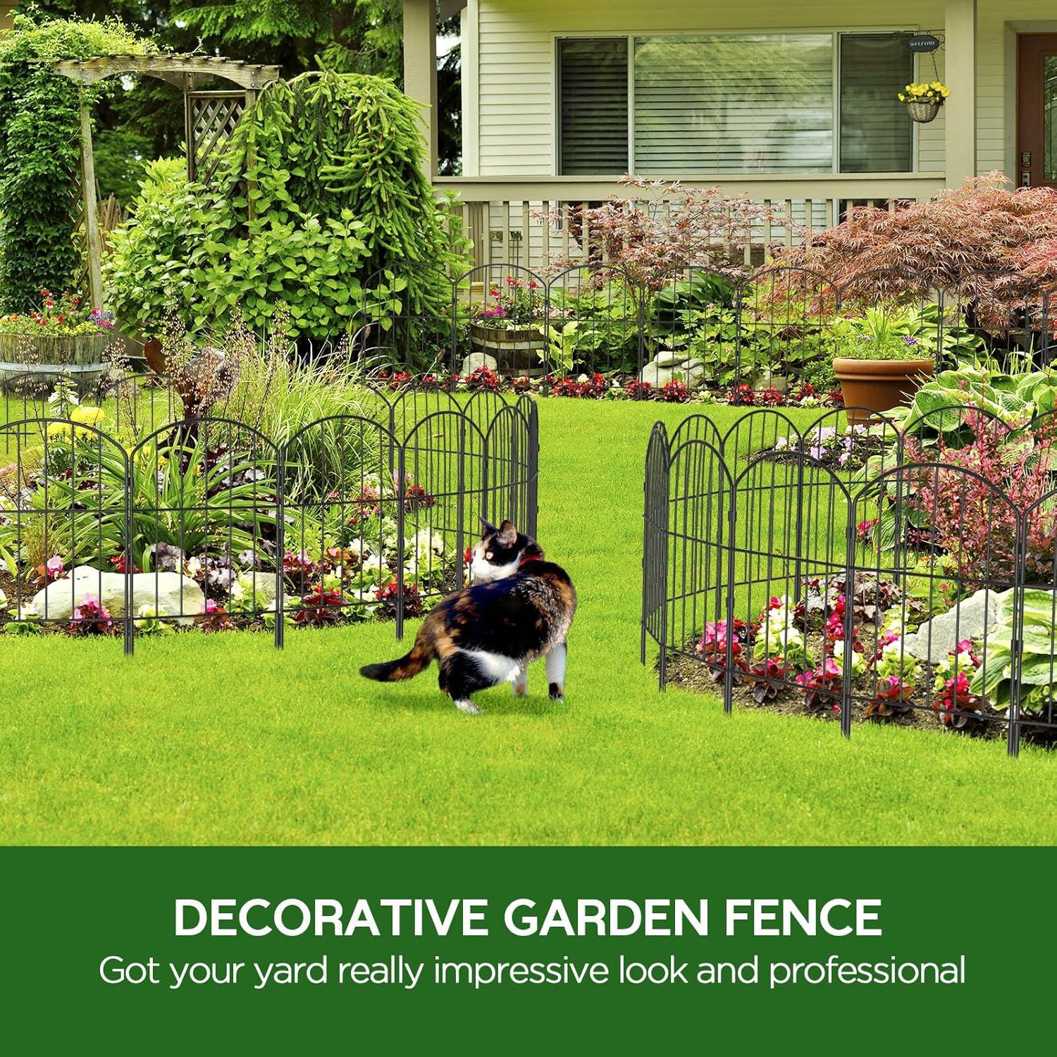 EasyPAG Decorative Garden Fence 10 Pack Total 10ft (L) x 24in (H) Rustproof Metal Wire Fencing Border Animal Barrier
