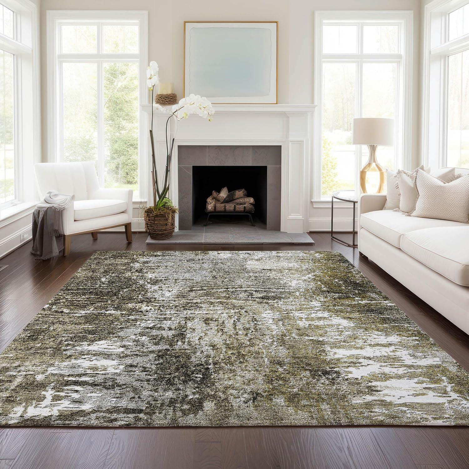 Taupe Synthetic Flat Woven Washable 5' x 7' Area Rug