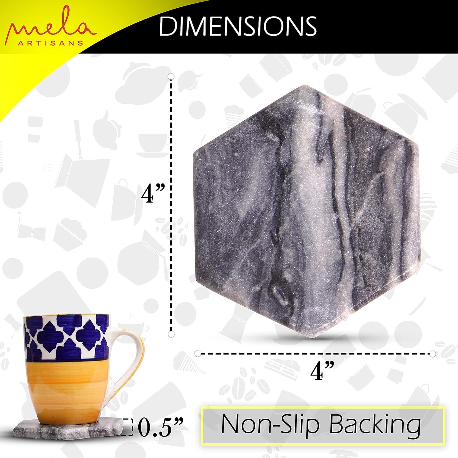 Mercer41 Raniyha Marble Round Coaster 4-Pack