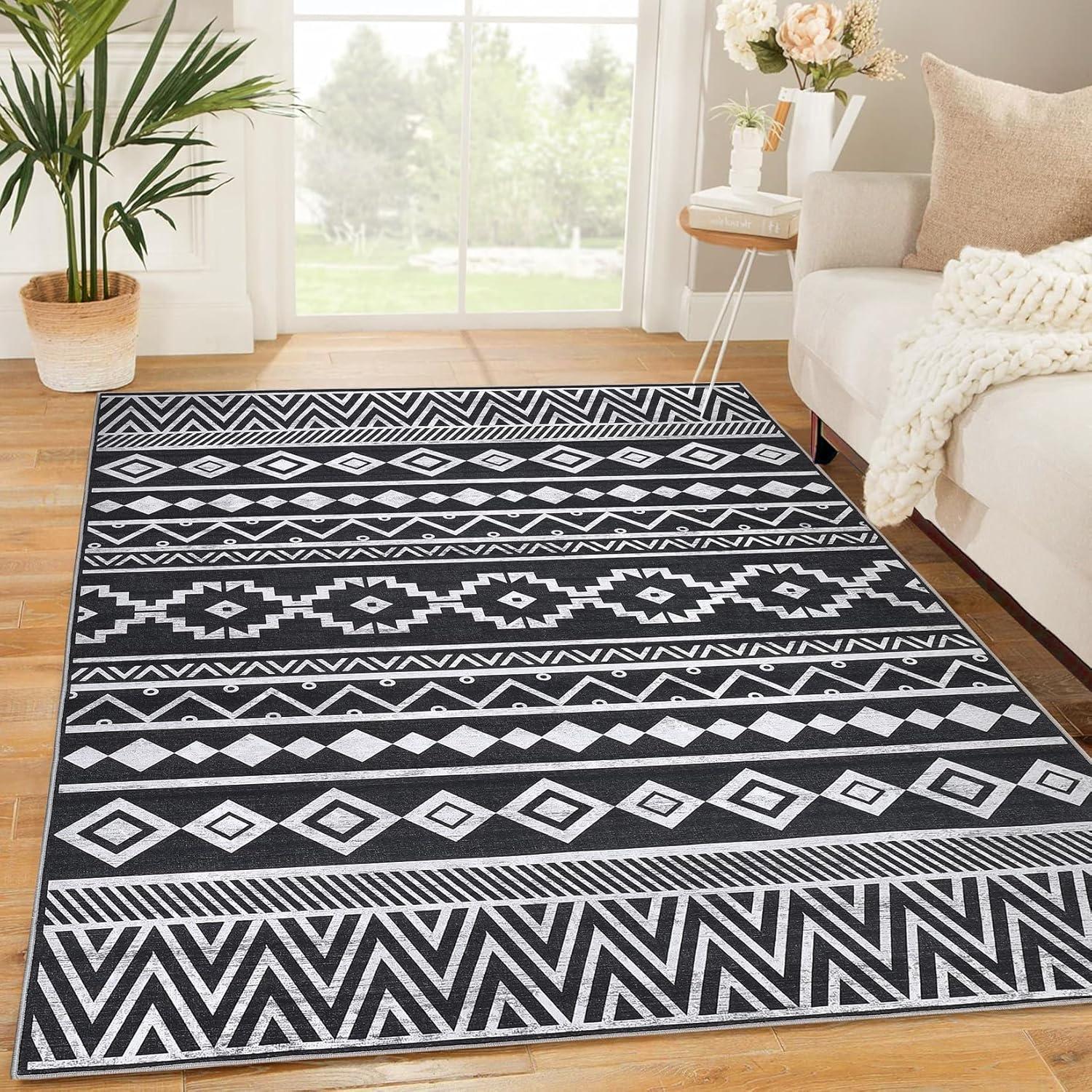 Union Rustic Soft Area Rug, Anti Slip, Washable, Pet Friendly, Boho Modern Carpet for Living Room Bedroom
