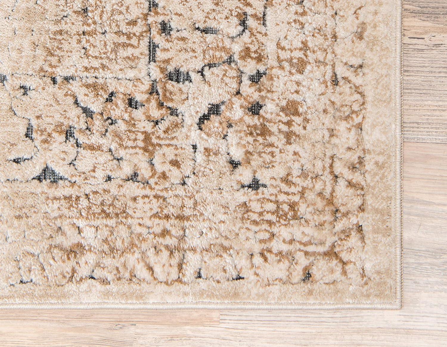 Eliza Collection Neutral Toned 5' x 8' Beige and Light Brown Area Rug