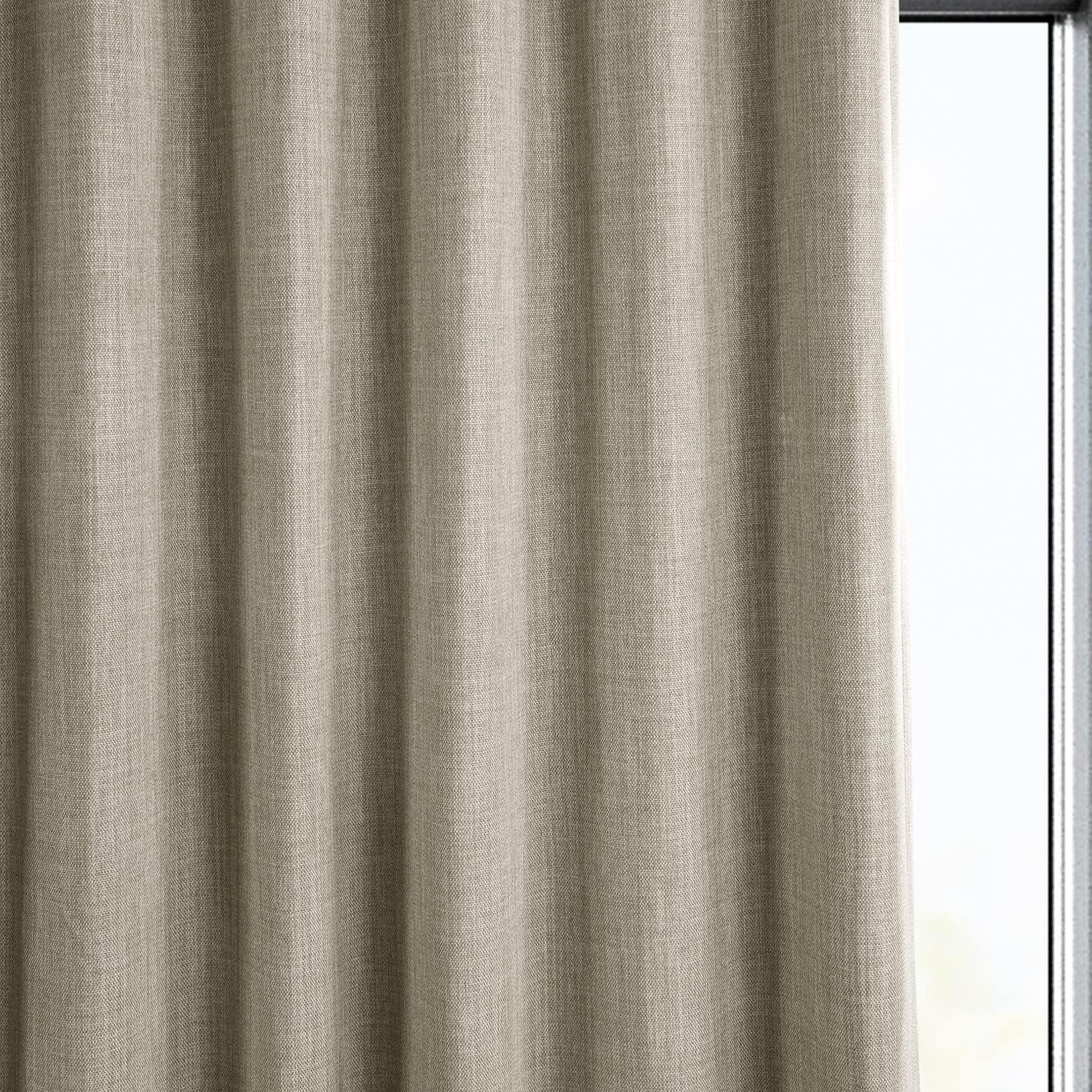 Oatmeal Faux Linen Room Darkening Curtain (1 Panel), Oatmeal, 50W X 96L