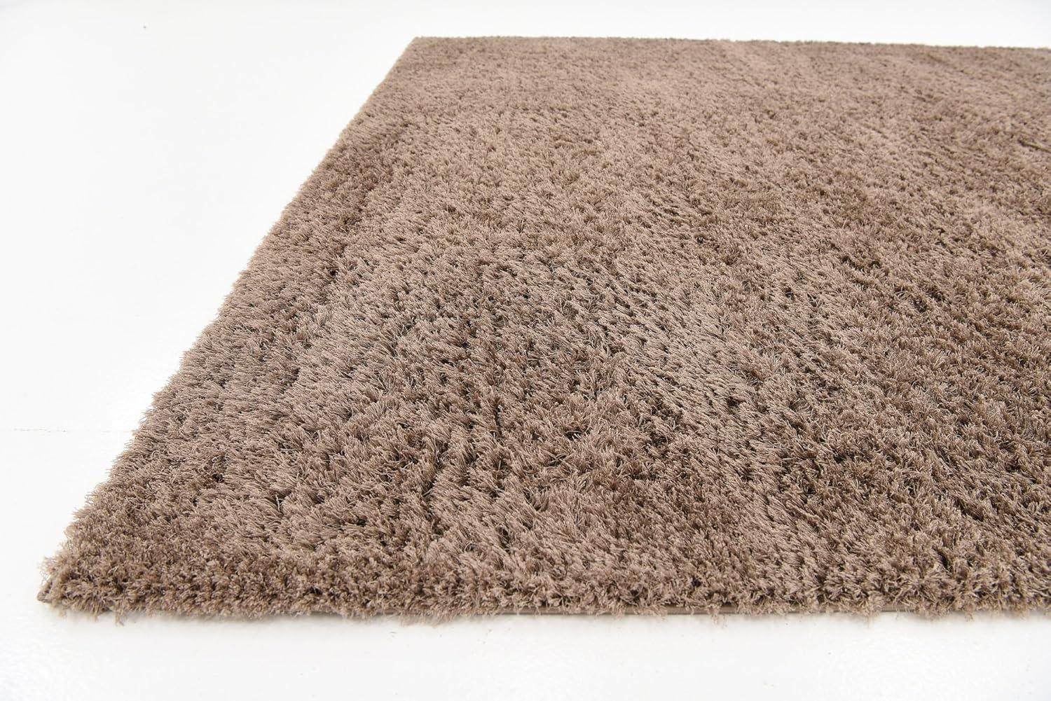 Unique Loom Studio Solid Shag Collection Area Rug - Sky (8' x 10' Rectangle Brown)