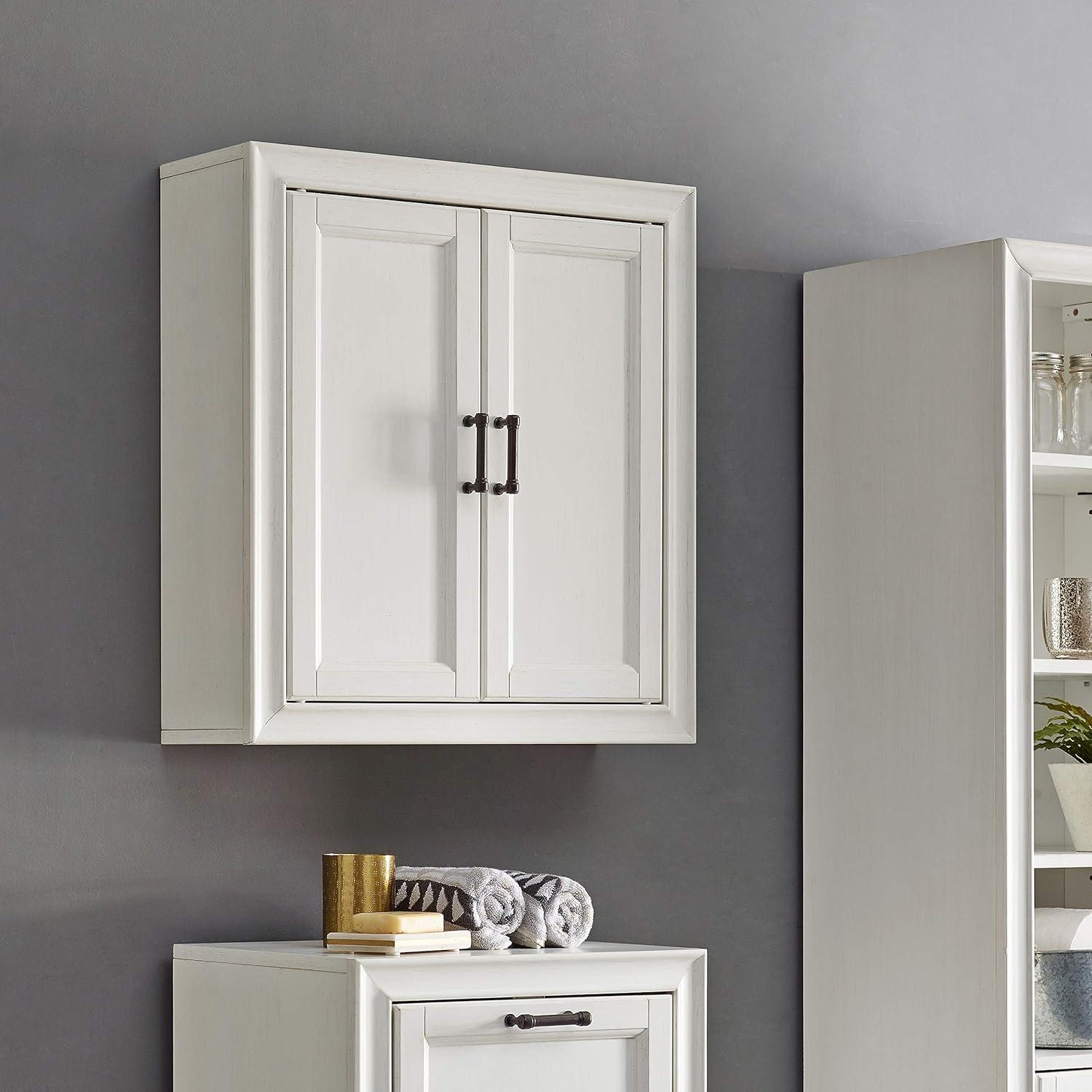 Crosley Furniture Tara Wood Medicine Cabinet in Vintage White/Black