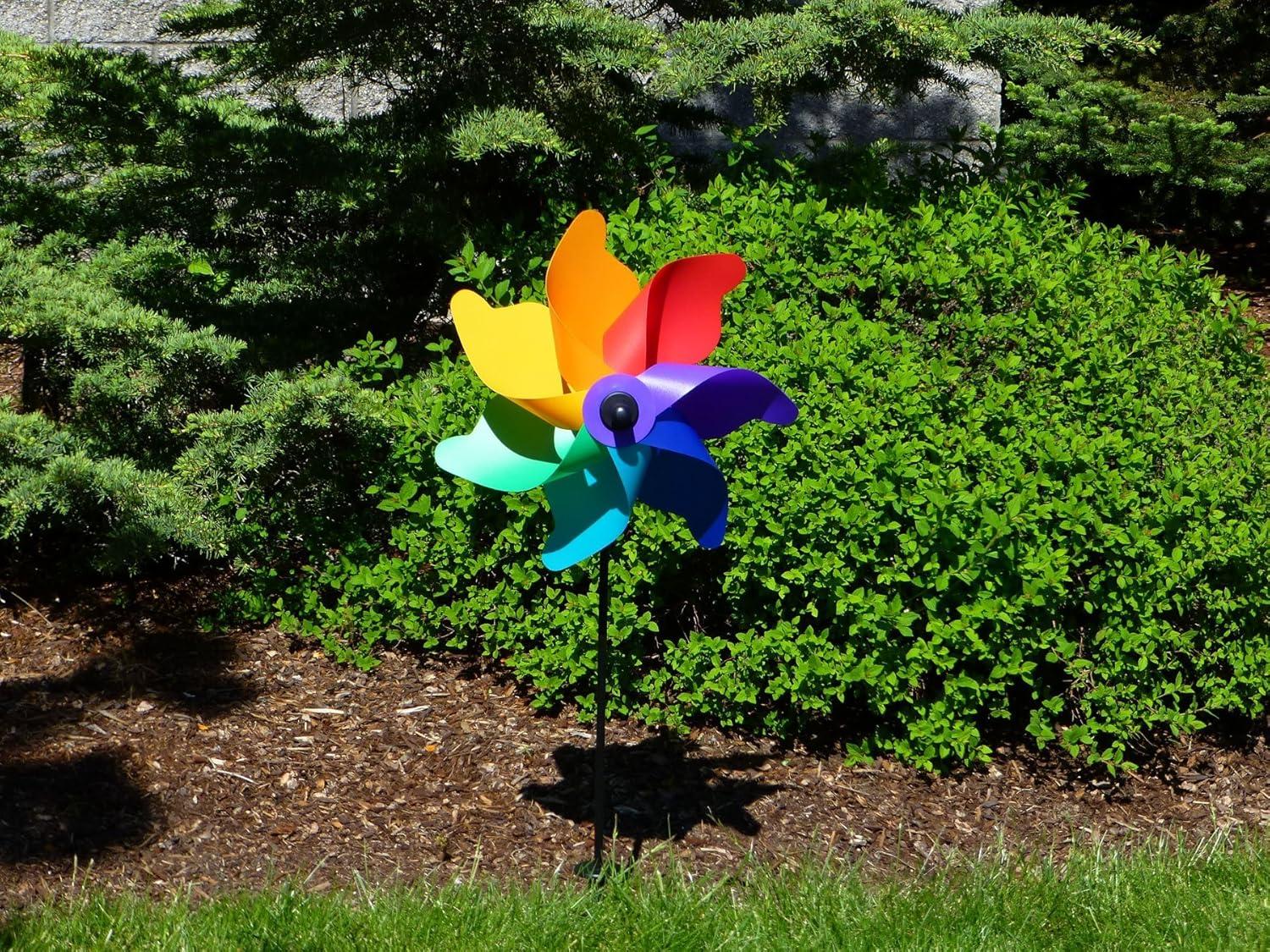 In the Breeze Rainbow Poly Petal Pinwheel Spinner, 12-Inch