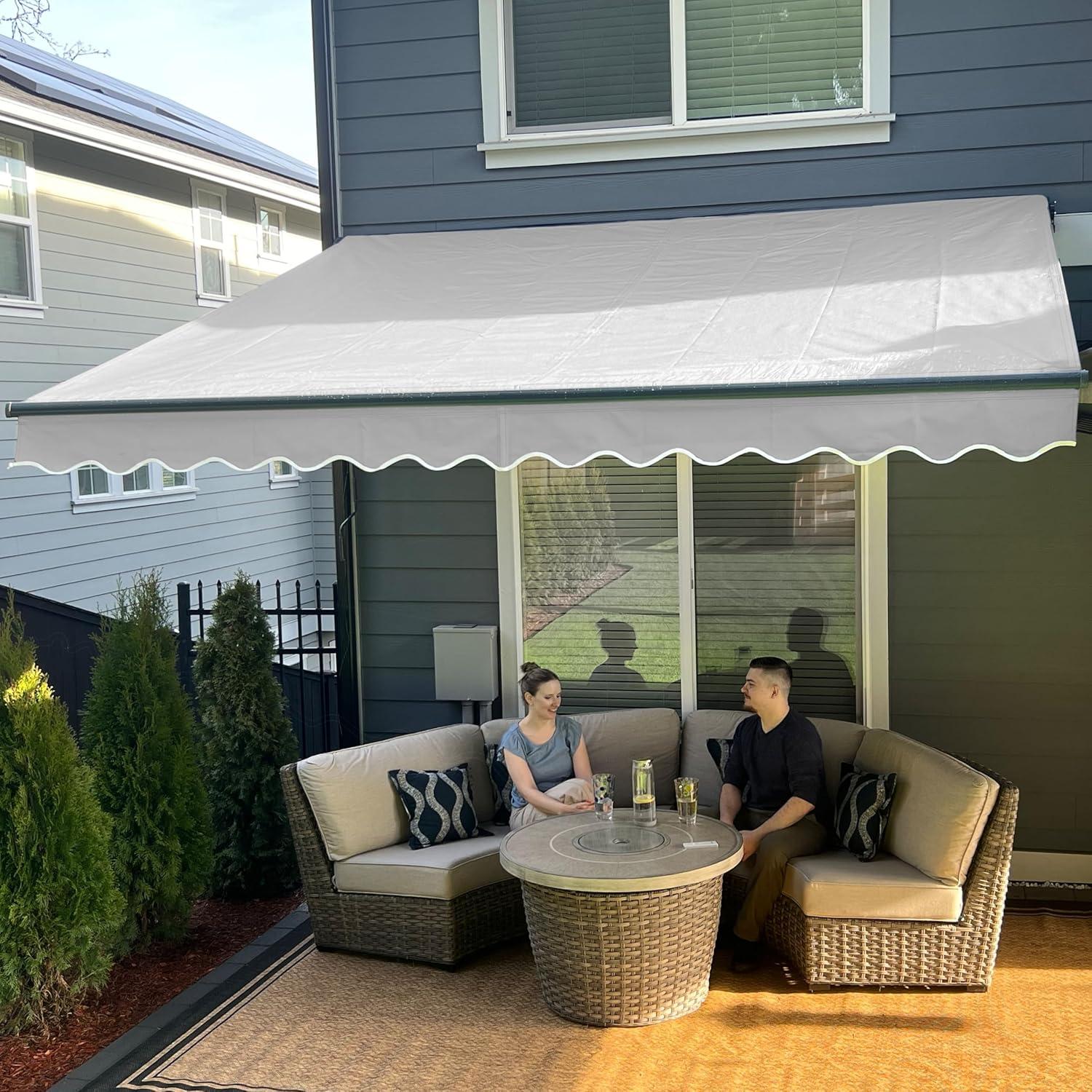 ALEKO Motorized Retractable Patio Awning- Black Frame