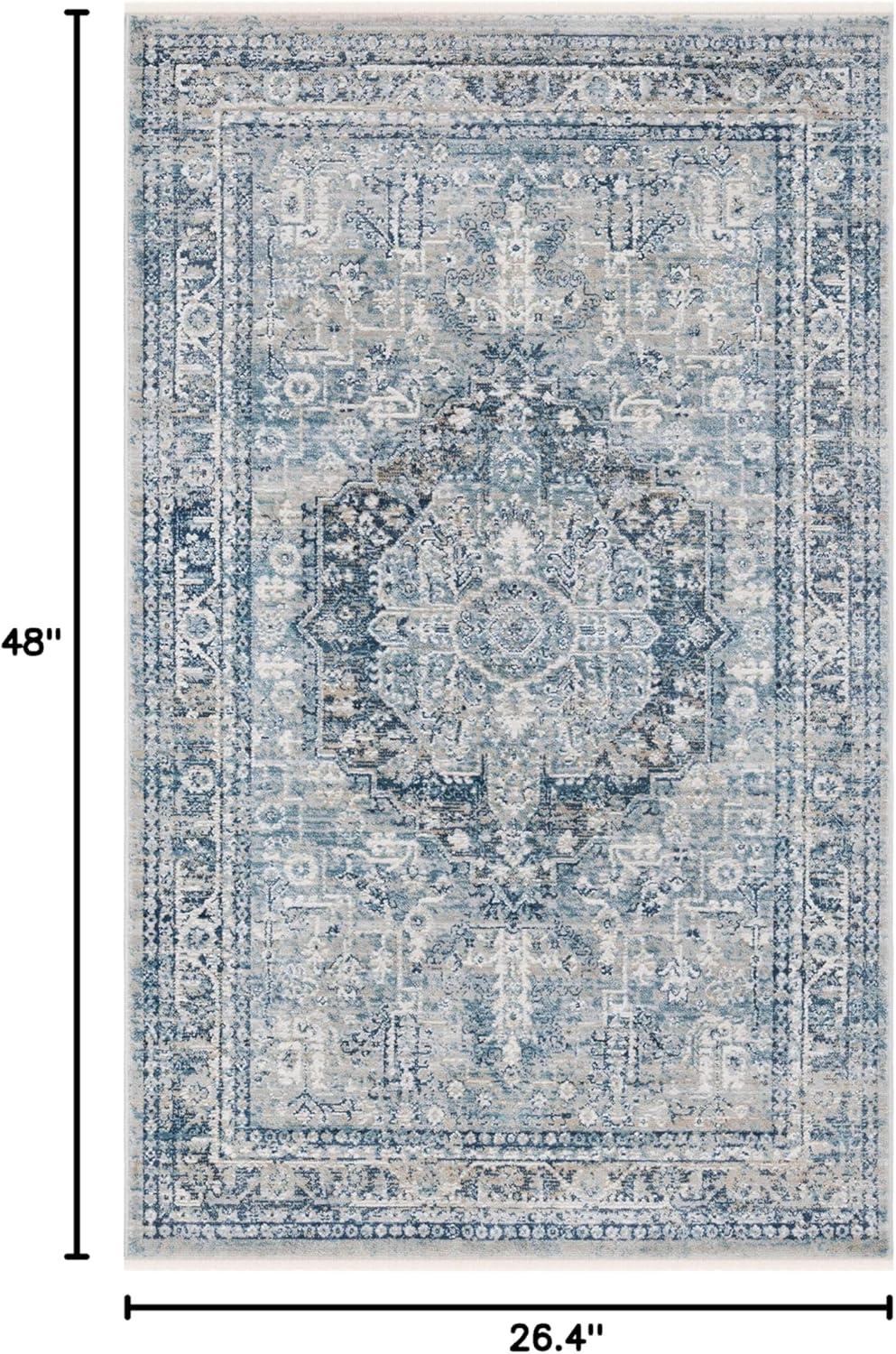 SAFAVIEH Victoria Creighton Floral Bordered Area Rug, Blue/Grey, 2'2" x 4'