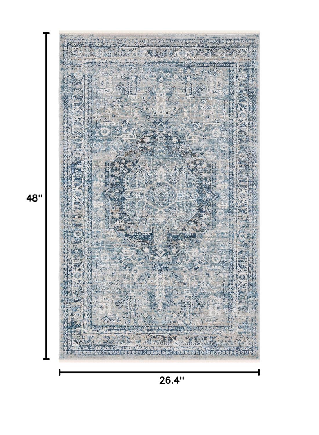 SAFAVIEH Victoria Creighton Floral Bordered Area Rug, Blue/Grey, 2'2" x 4'