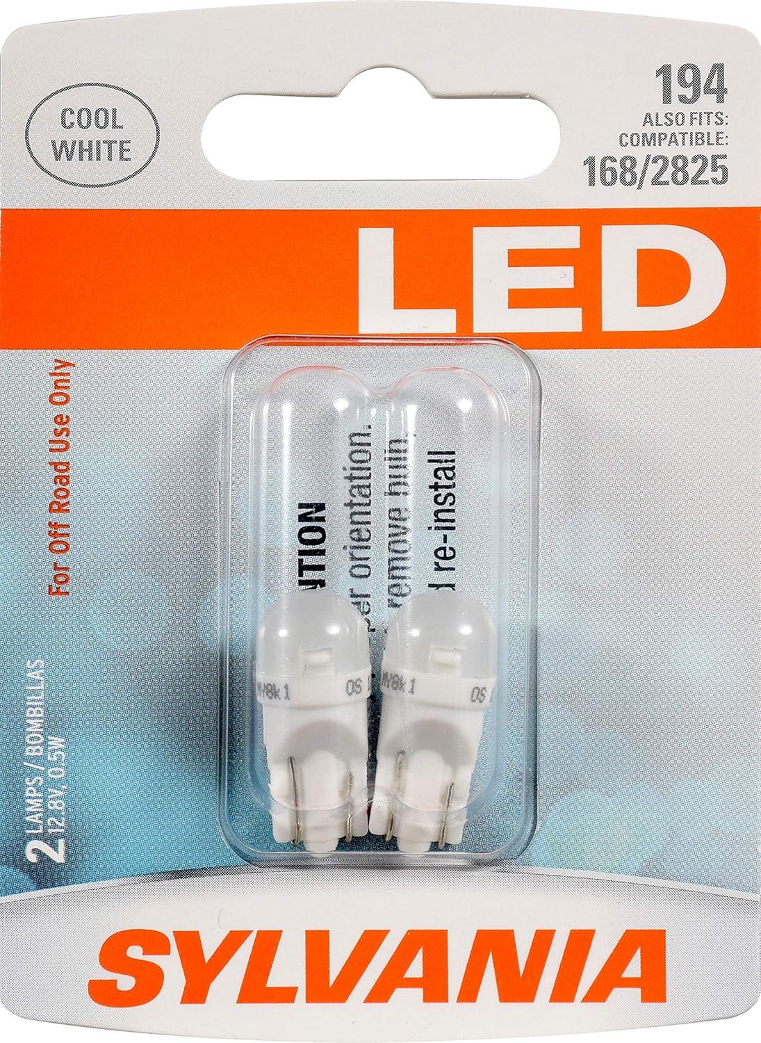 SYLVANIA 194 T10 W5W White LED Bulb, (Contains 2 Bulbs)