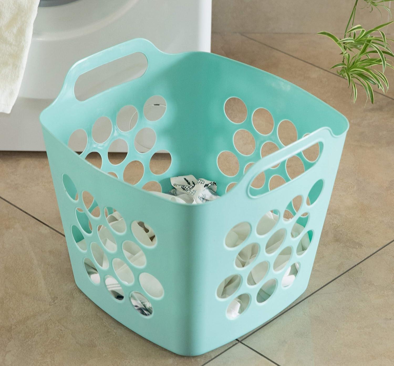 Rebrilliant Flexible Plastic Carry Laundry Basket Holder Square Storage Hamper with Side Handles