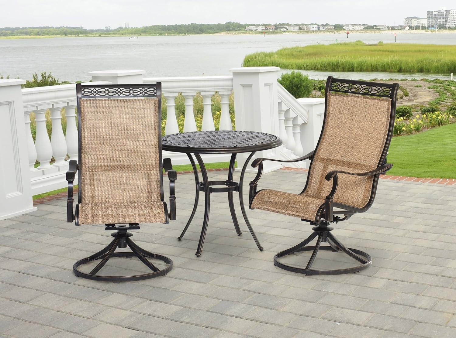Hanover Manor 5-Piece Adult Modern PVC Aluminum Round Patio Dining Set Cast Sling
