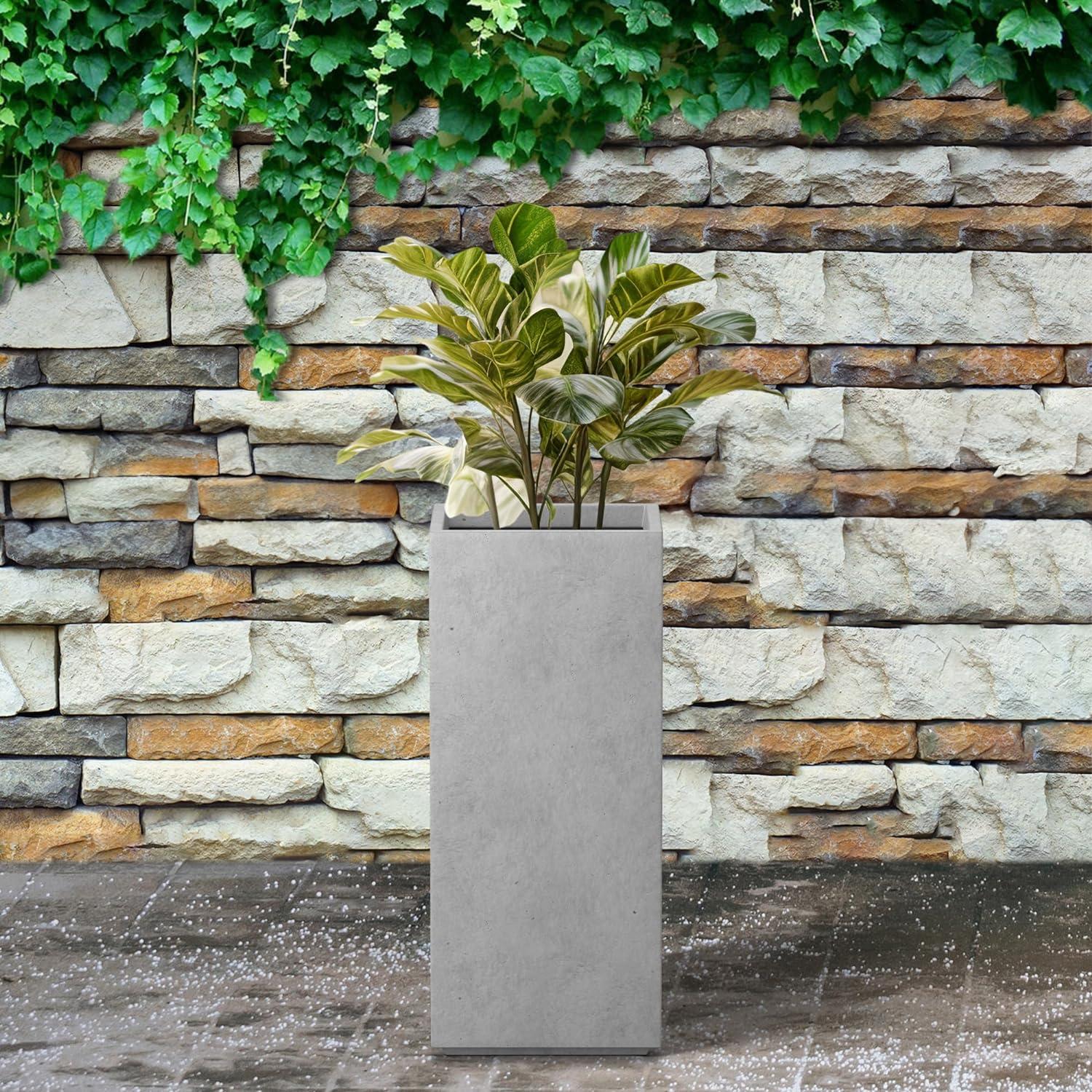 20" x 9" Rectangular Kante Lightweight Modern Tall Outdoor Planter Natural Concrete - Rosemead Home & Garden, Inc.