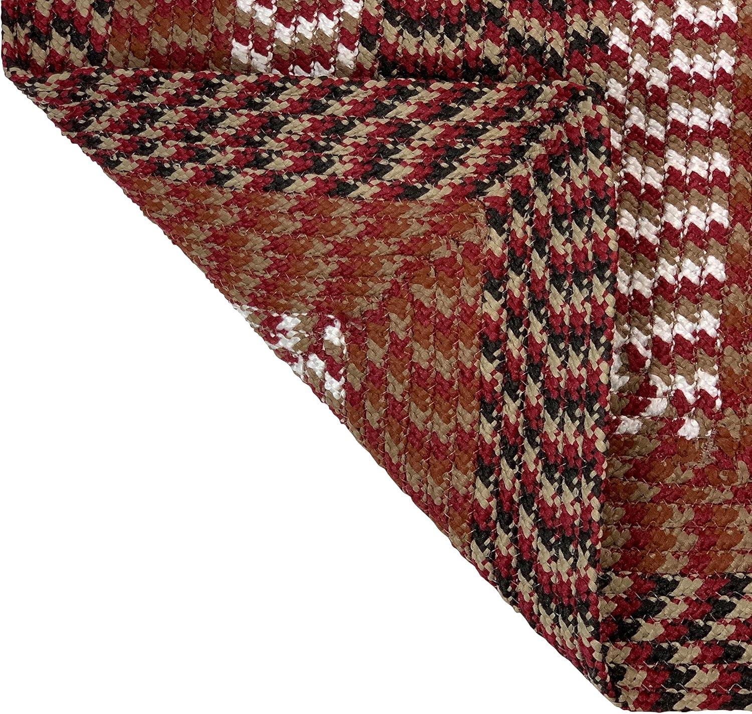 Alpine Burgundy Stripe Round Braided Reversible Rug - 24" x 16.5"