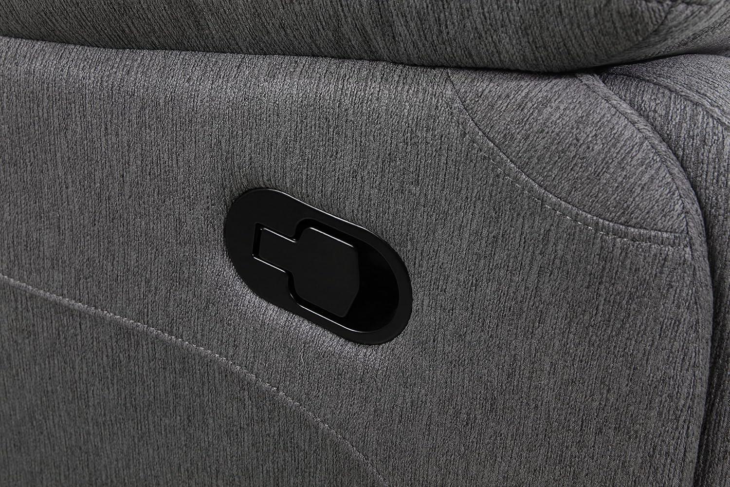 Gray Stain-Resistant Fabric Recliner with Wood Frame