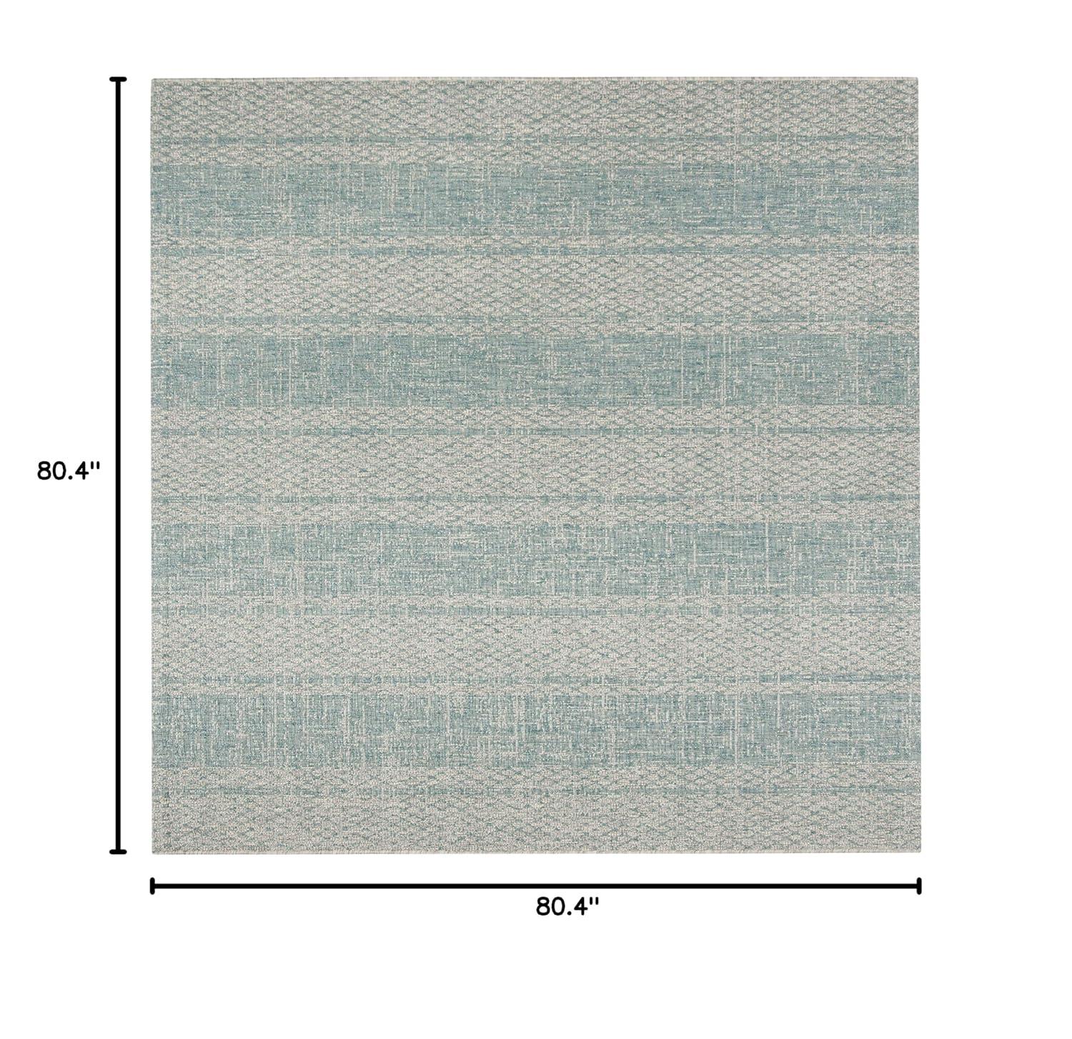 Courtyard CY8736 Power Loomed Indoor and Outdoor Area Rug - Light Grey/Aqua - 6'7"x6'7" - Safavieh
