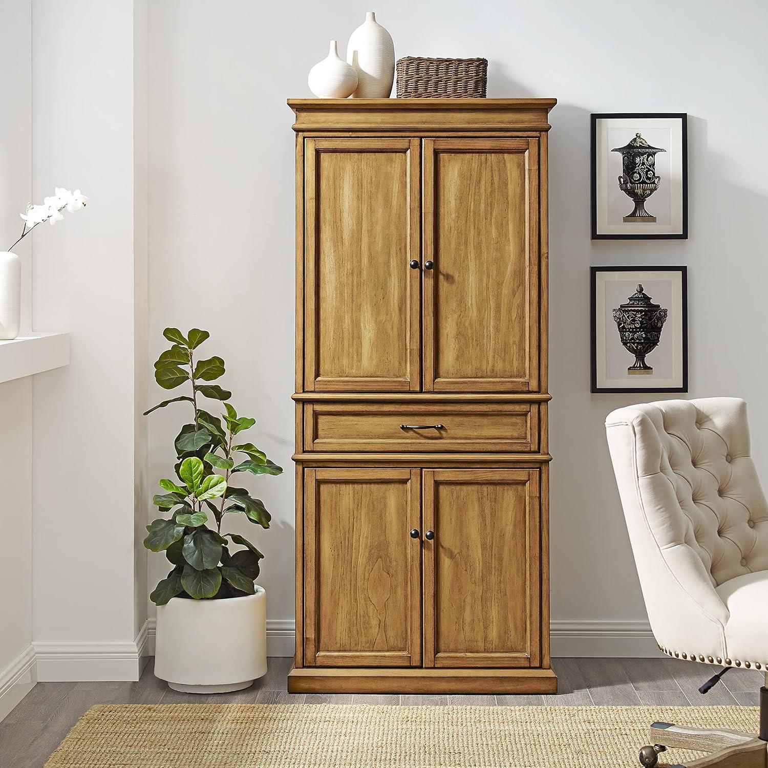 Parsons Pantry Storage Wood/Mahogany - Crosley: Adjustable Shelving, Drawer, Traditional Style