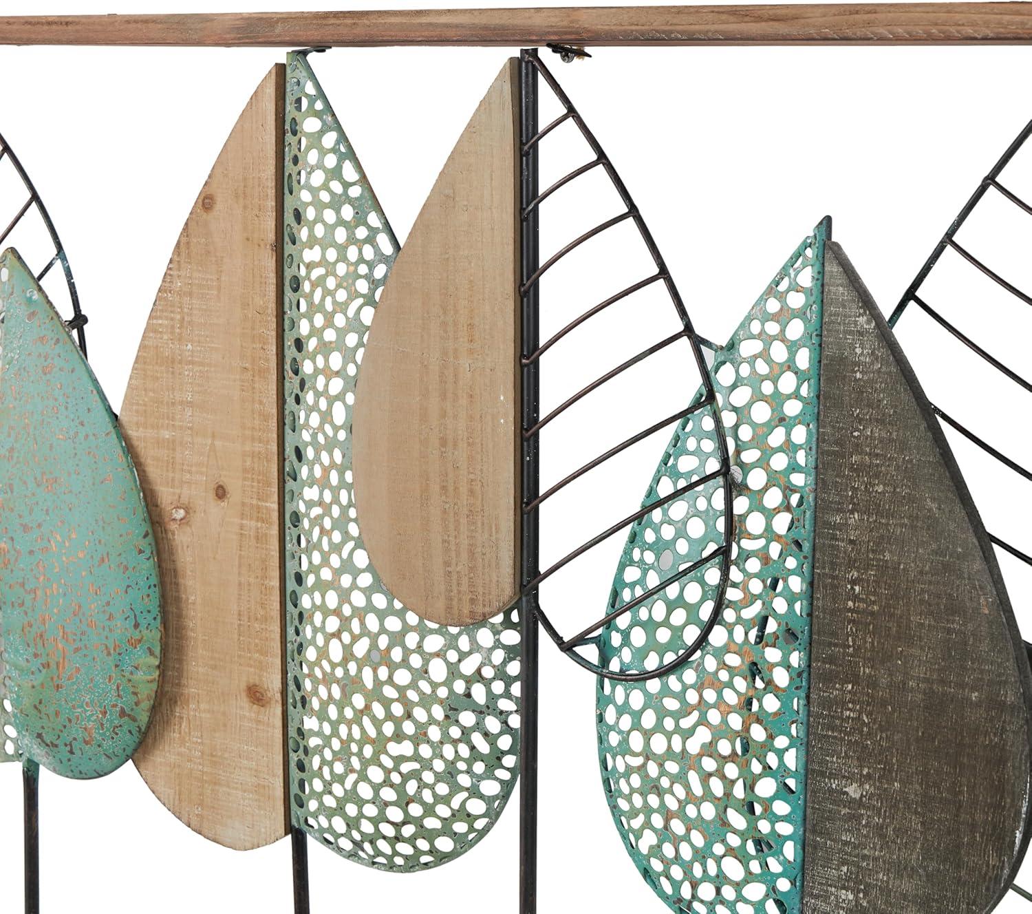 XMVJHOME Modern Leaf Wall Art Sculpture With Metal Wire Accents, Minimalist Botanical Home Decor, Open-Frame Design For Contemporary Interiors