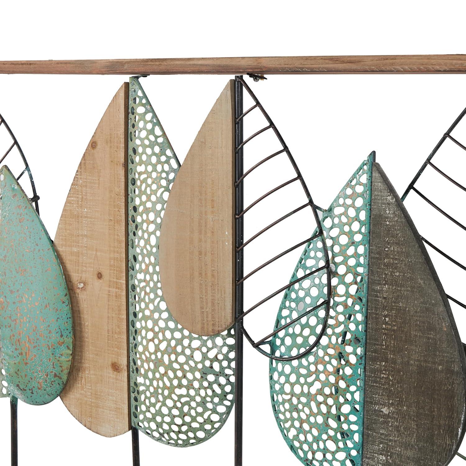 XMVJHOME Modern Leaf Wall Art Sculpture With Metal Wire Accents, Minimalist Botanical Home Decor, Open-Frame Design For Contemporary Interiors