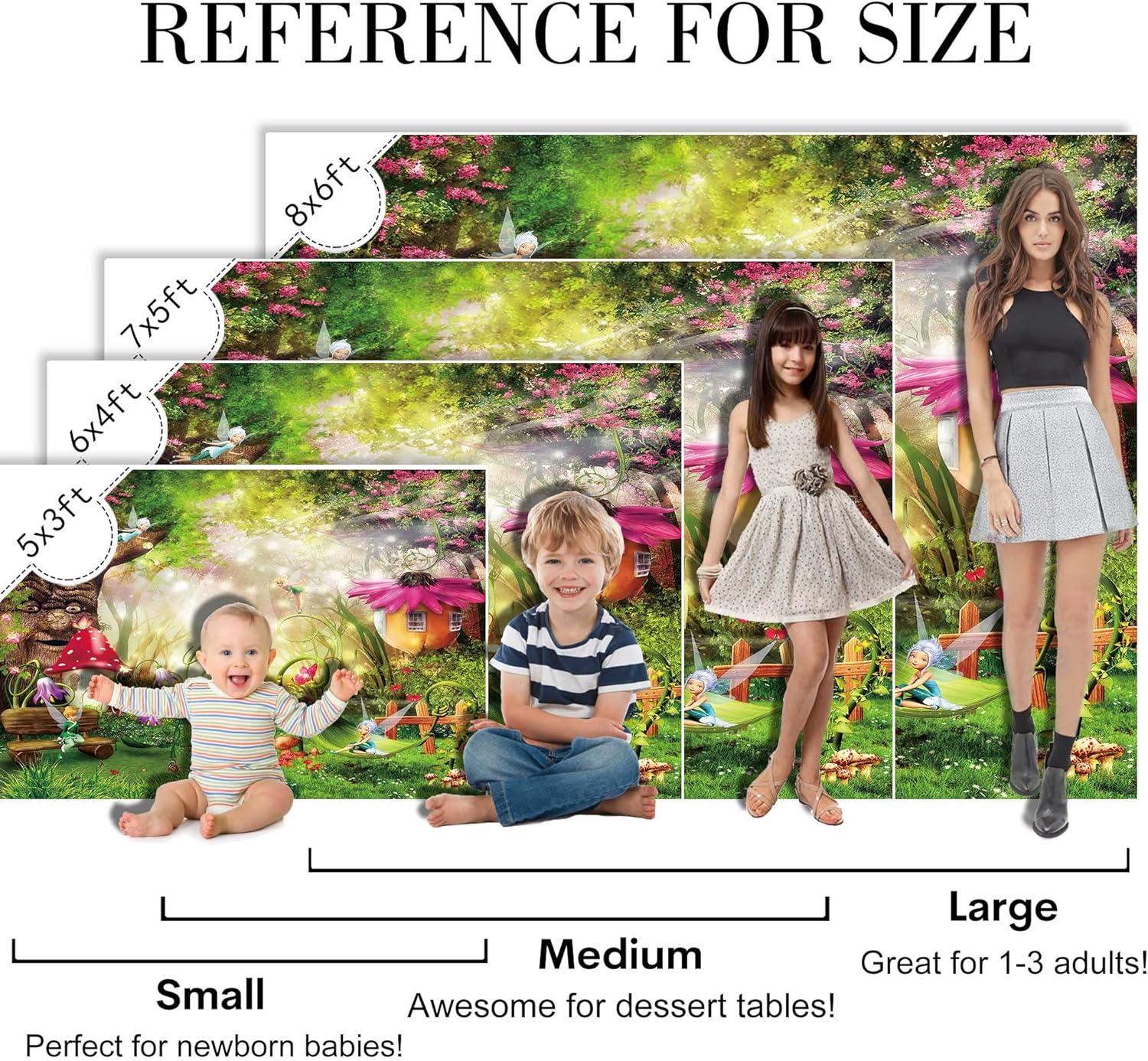 7x5ft Enchanted Forest Photo Background Fairy Tale Magic Big Tree Mushroom Princess Girl Birthday Party Decorations Banner Backdrops for Photography P3520W-B