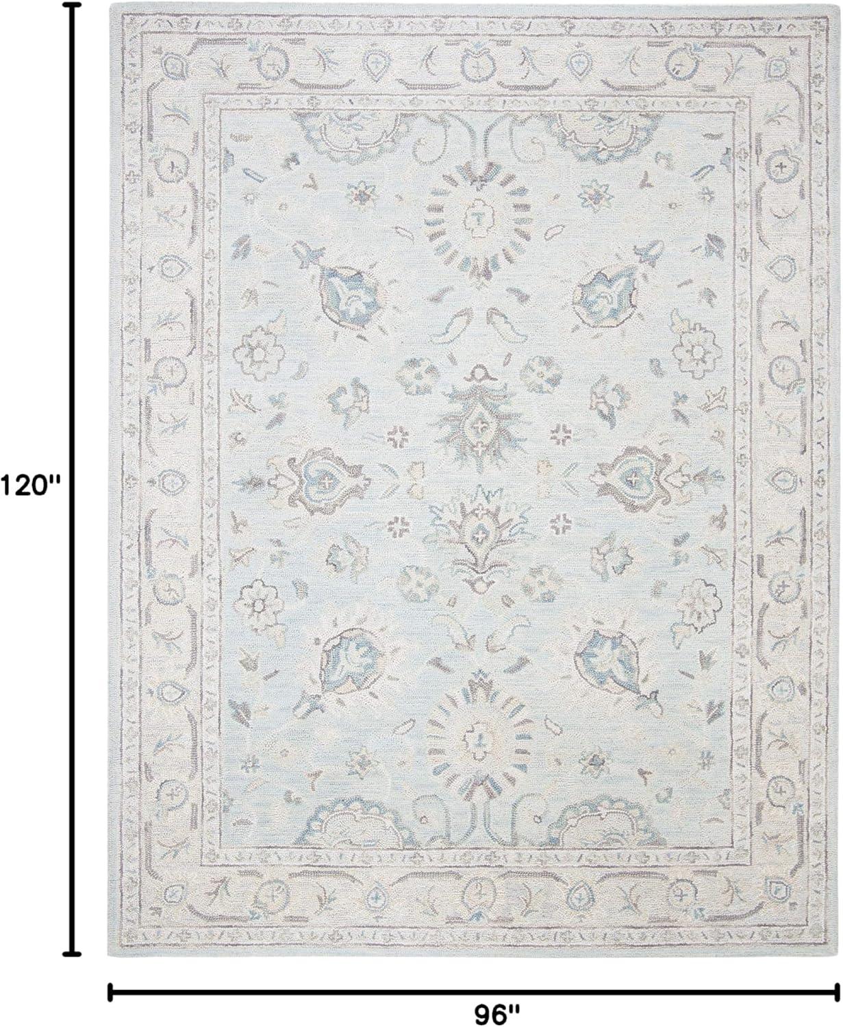 SAFAVIEH Blossom Fletcher Floral Bordered Wool Area Rug, Sage/Ivory, 8' x 10'