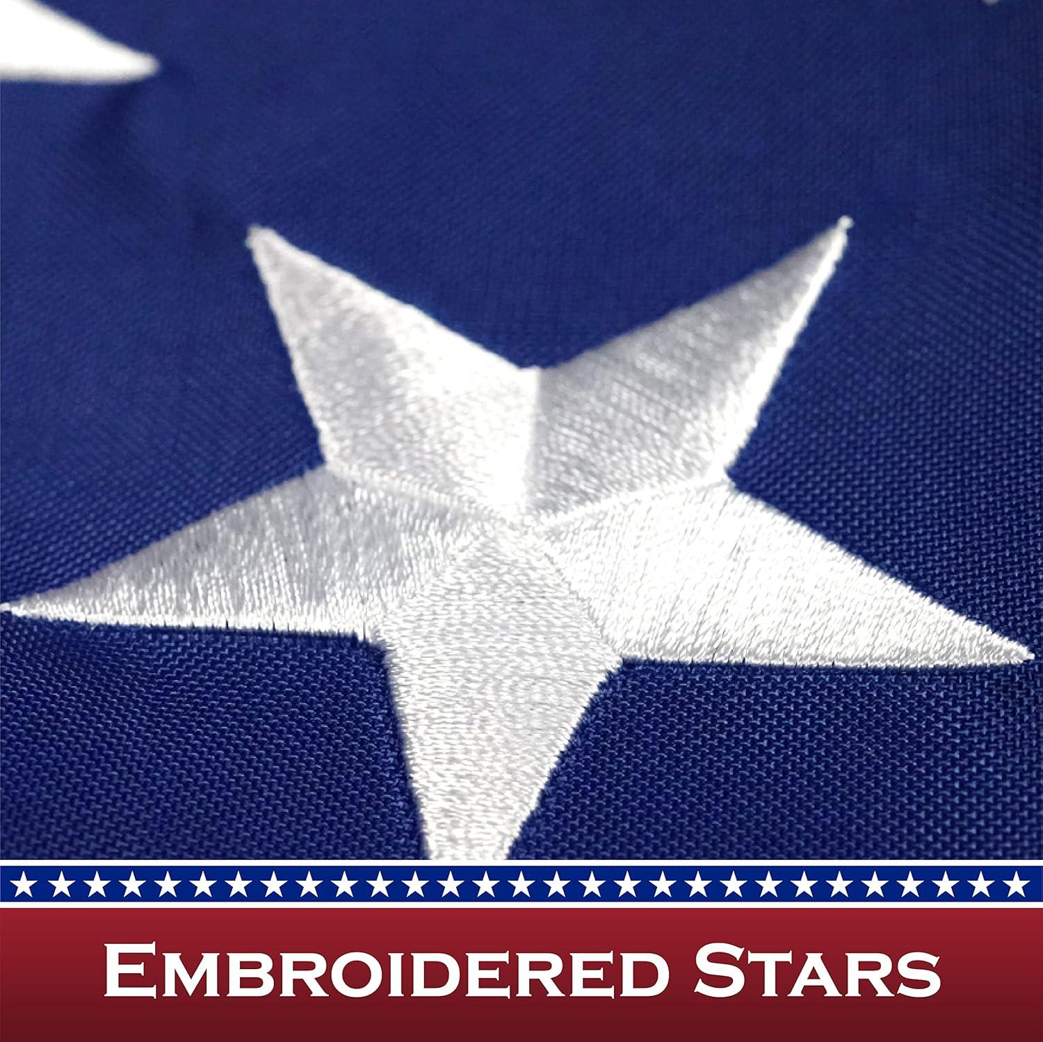 G128 - 2.5x4 feet American Flag | Embroidered 210D with POLE SLEEVE (No Pole) - Embroidered Stars, Sewn Stripes, Indoor/Outdoor, Vibrant Colors, Quality Polyester, US USA Flag