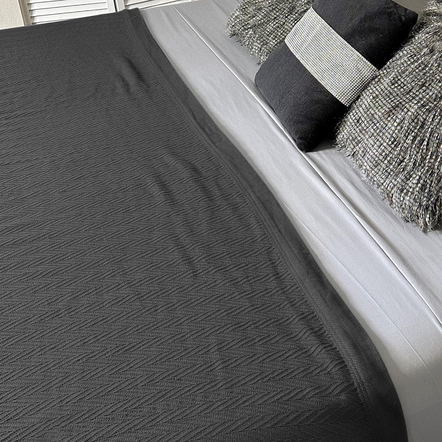 Charcoal Gray Organic Cotton Queen Size Throw Blanket