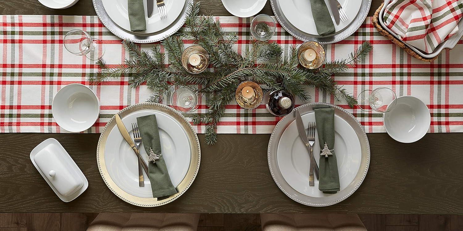 Kitchen & Tabletop Jolly Tree Collection Table Runner, Nutcracker Plaid, 14x72"