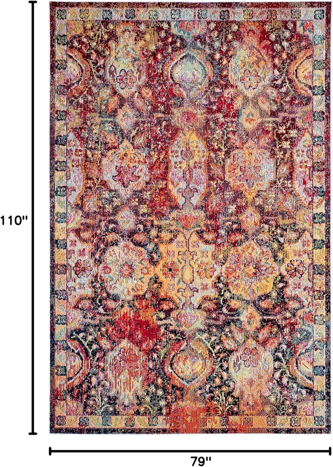 Crystal CRS505 Power Loomed Area Rug - Navy/Orange - 6'7"x9'2" - Safavieh.