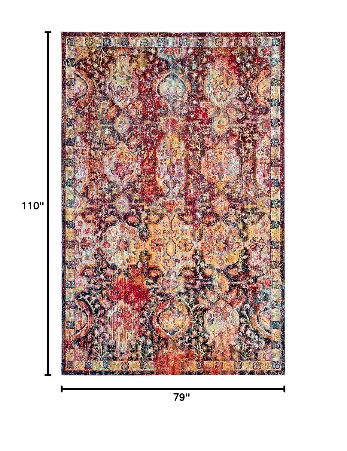 Crystal CRS505 Power Loomed Area Rug - Navy/Orange - 6'7"x9'2" - Safavieh.