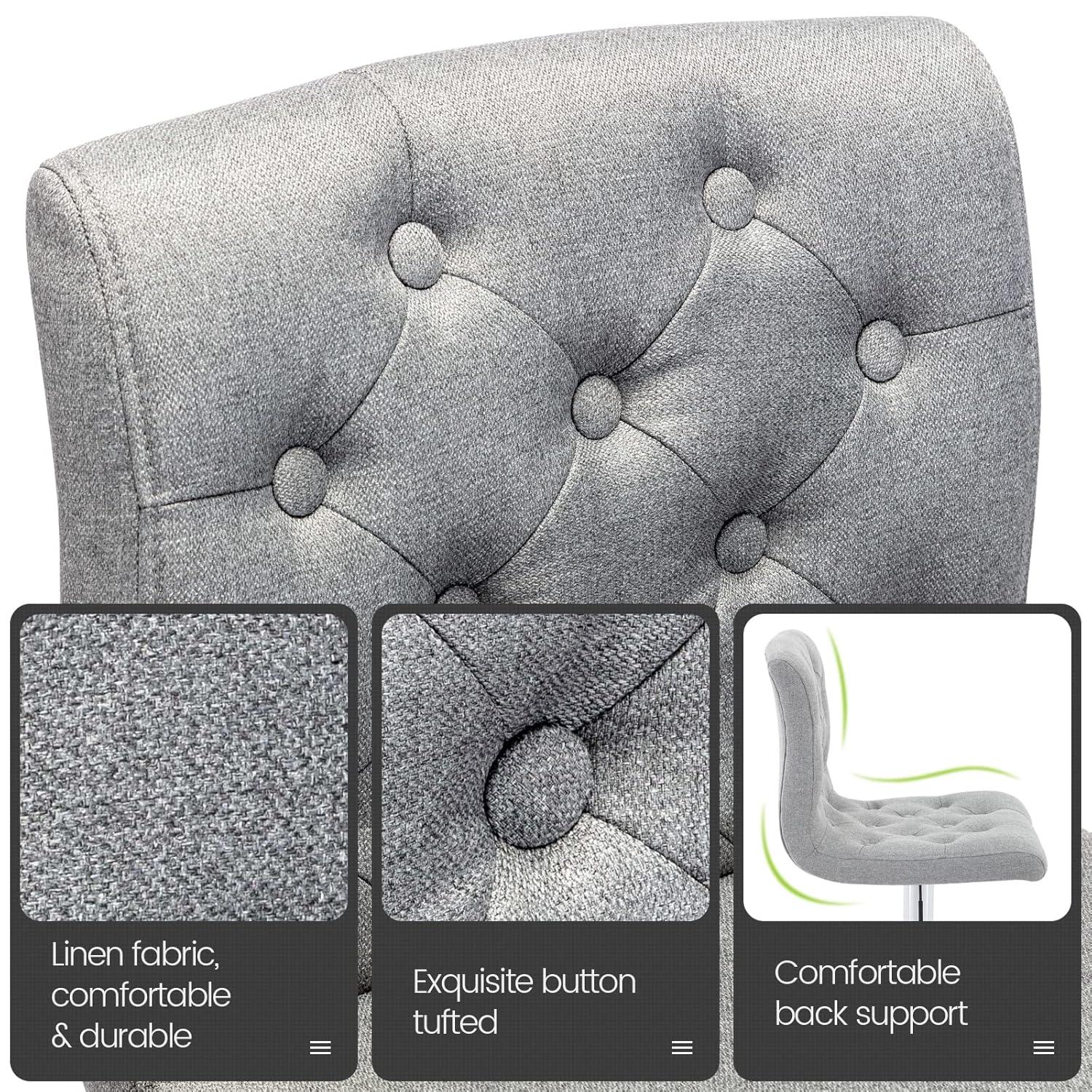 Latitude Run® Upholstered Adjustable Bar Stools, Swivel Counter Height Barstools Dining Chair Seat with Footrest (Set of 2)