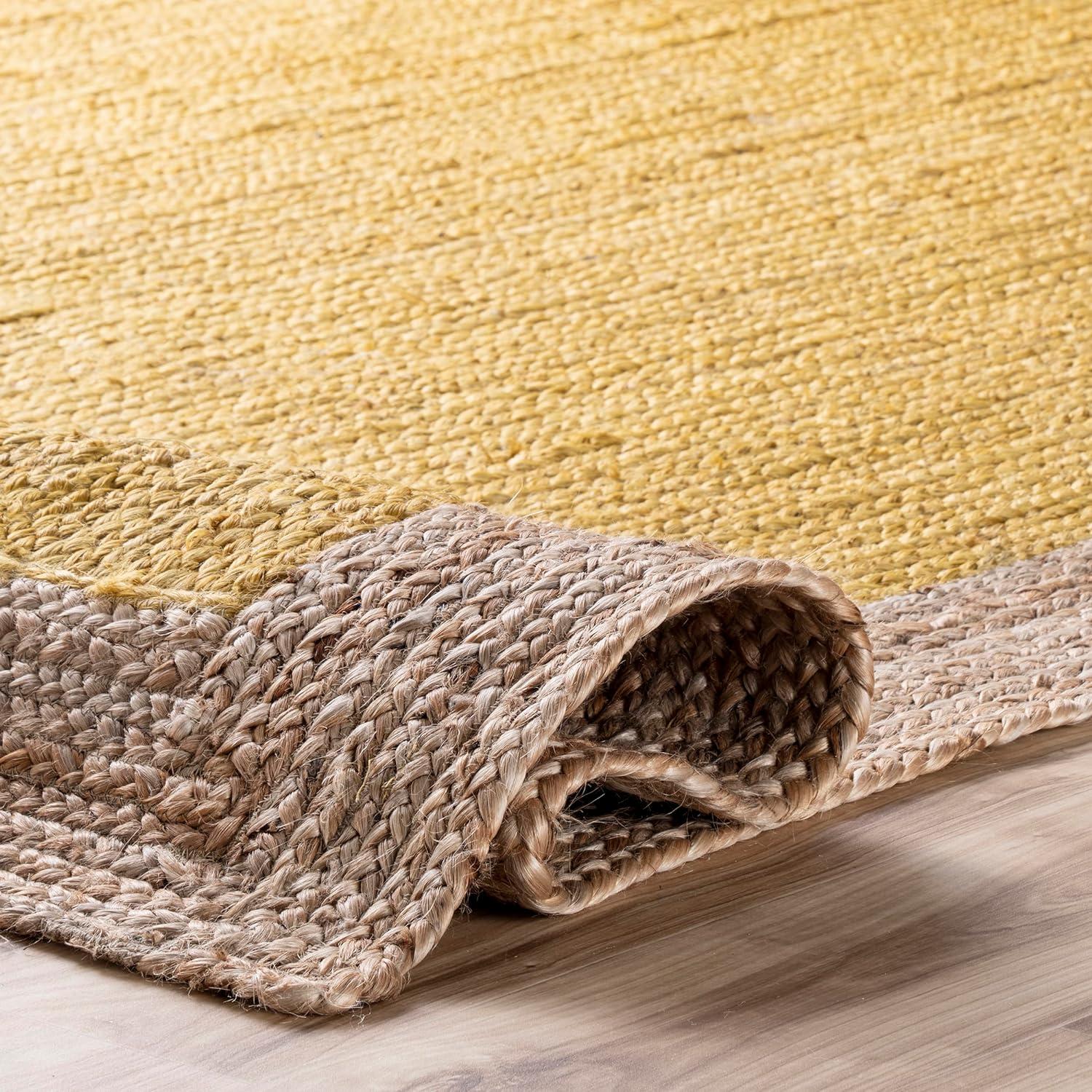 Yellow Solid Loomed Area Rug - (2'x3') - nuLOOM: Modern Jute, Low Pile, Indoor Rectangle Rug, Vacuum & Spot Clean