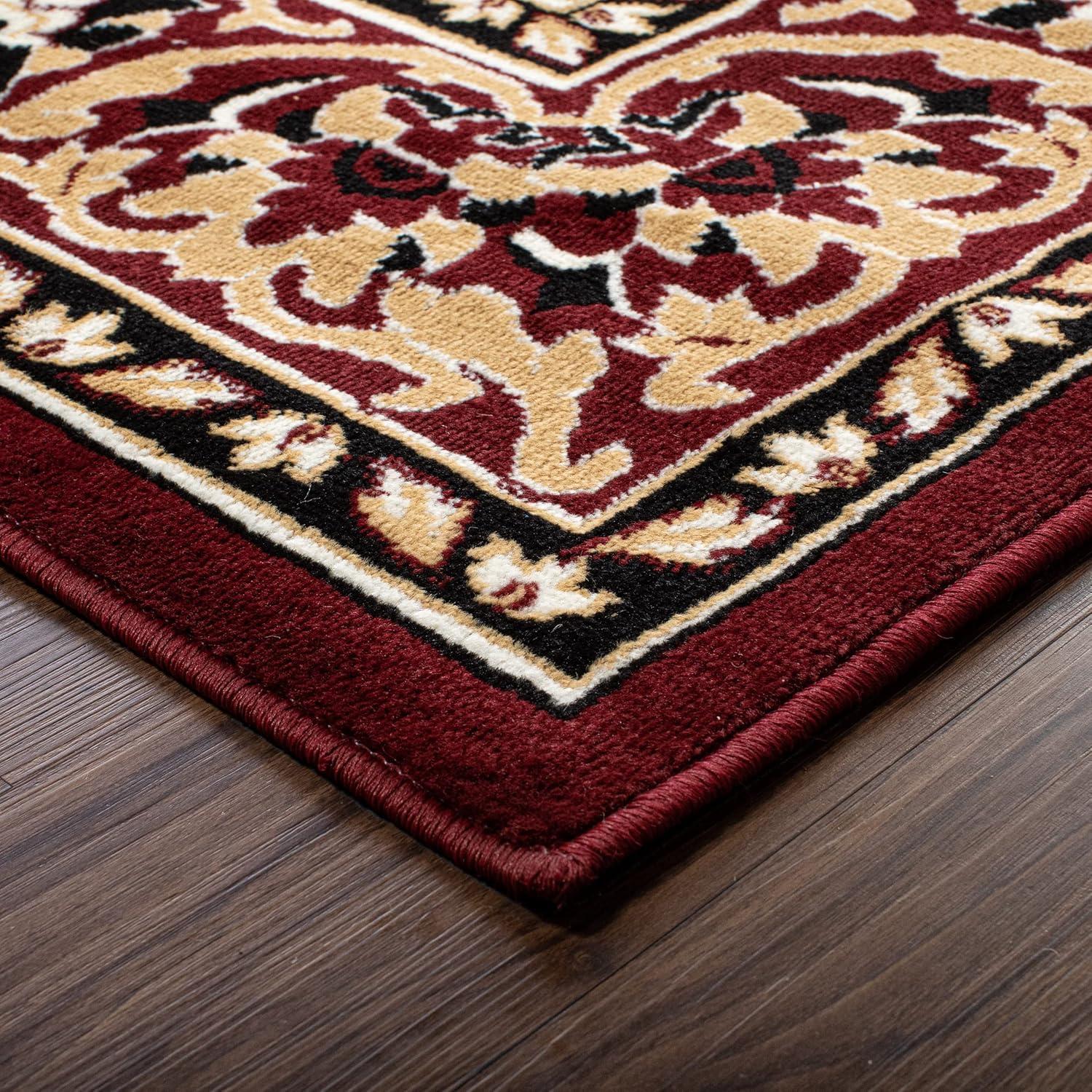 Red 6' x 9' Synthetic Medallion Area Rug