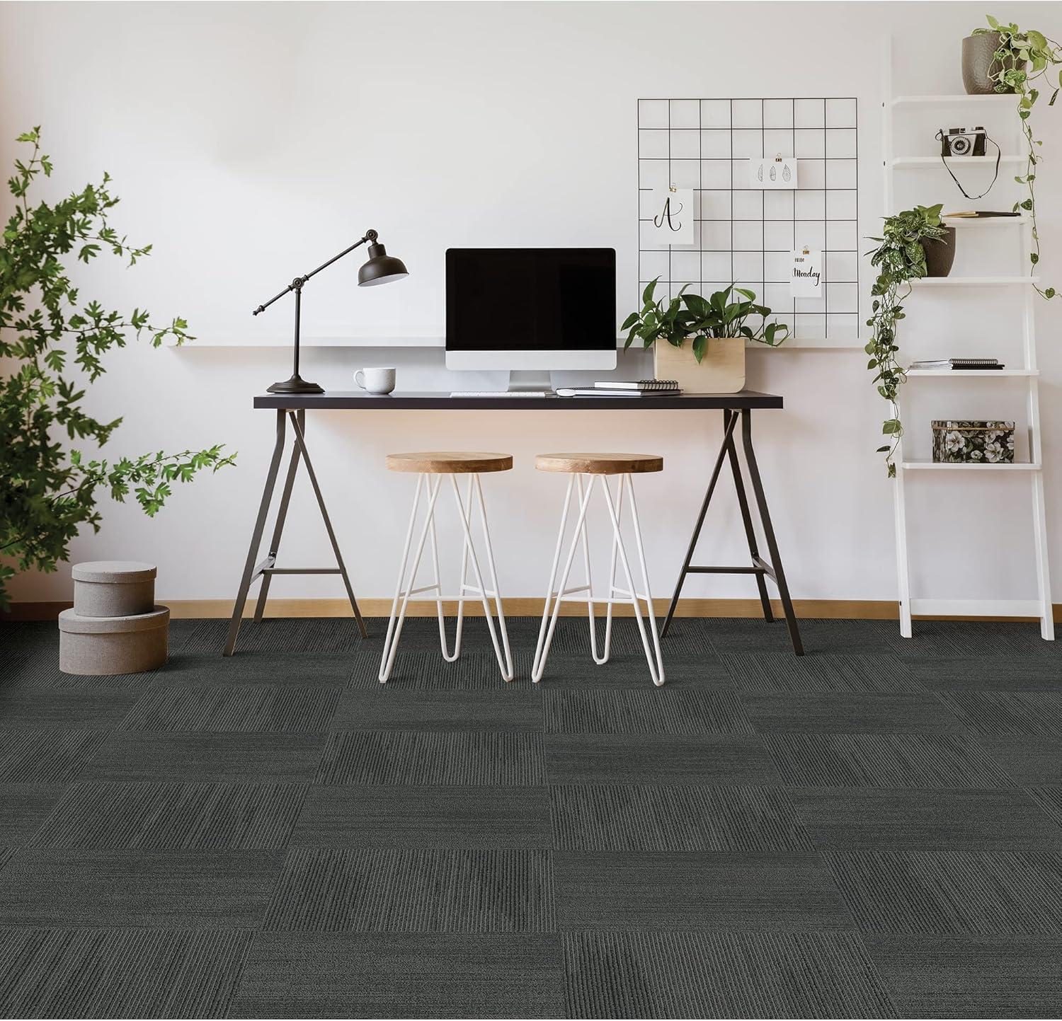 Elite 24" x 24" Gray Nylon Carpet Tile with Low Pile