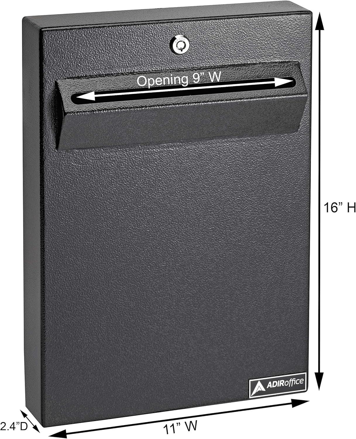 Black Heavy Gauge Steel Wall Mounted Lockable Drop Box