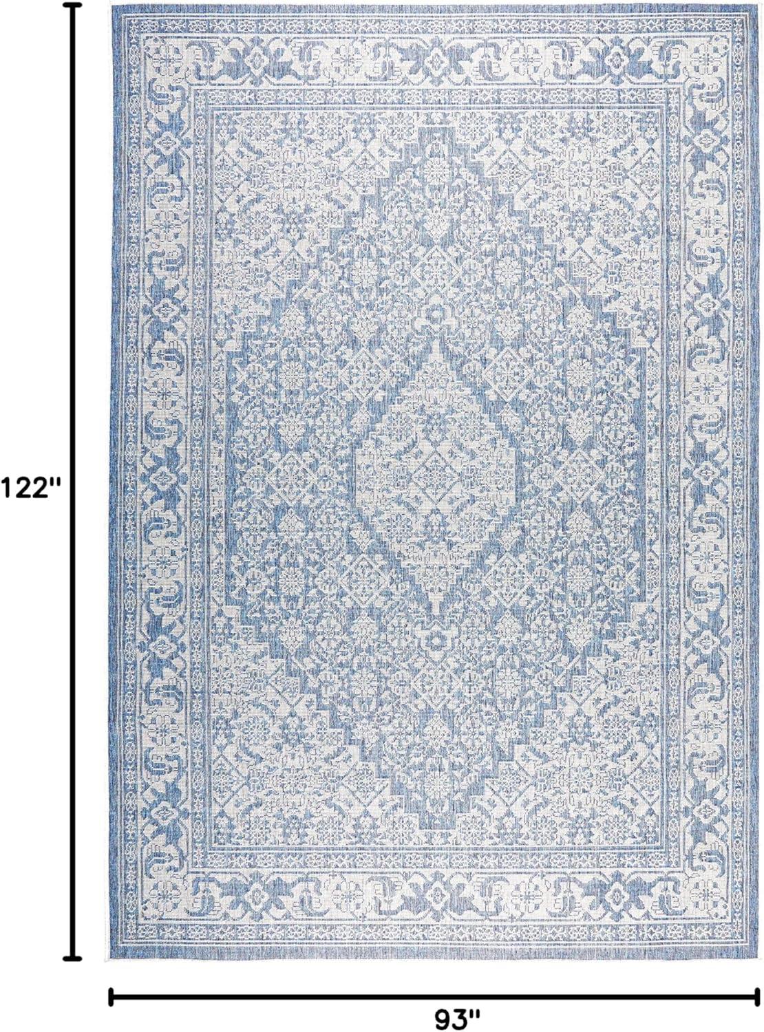 Blue/Gray Medallion 8' x 10' Easy-Care Synthetic Area Rug