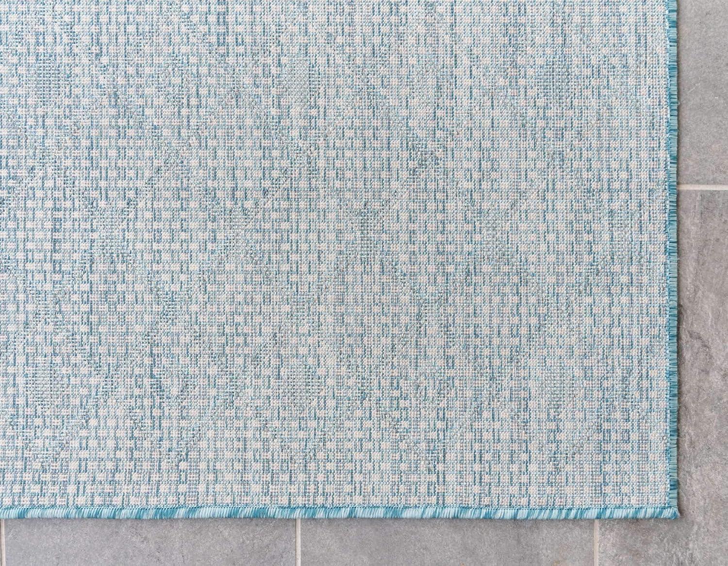 Light Aqua Trellis 6' x 9' Easy-Care Outdoor Rug