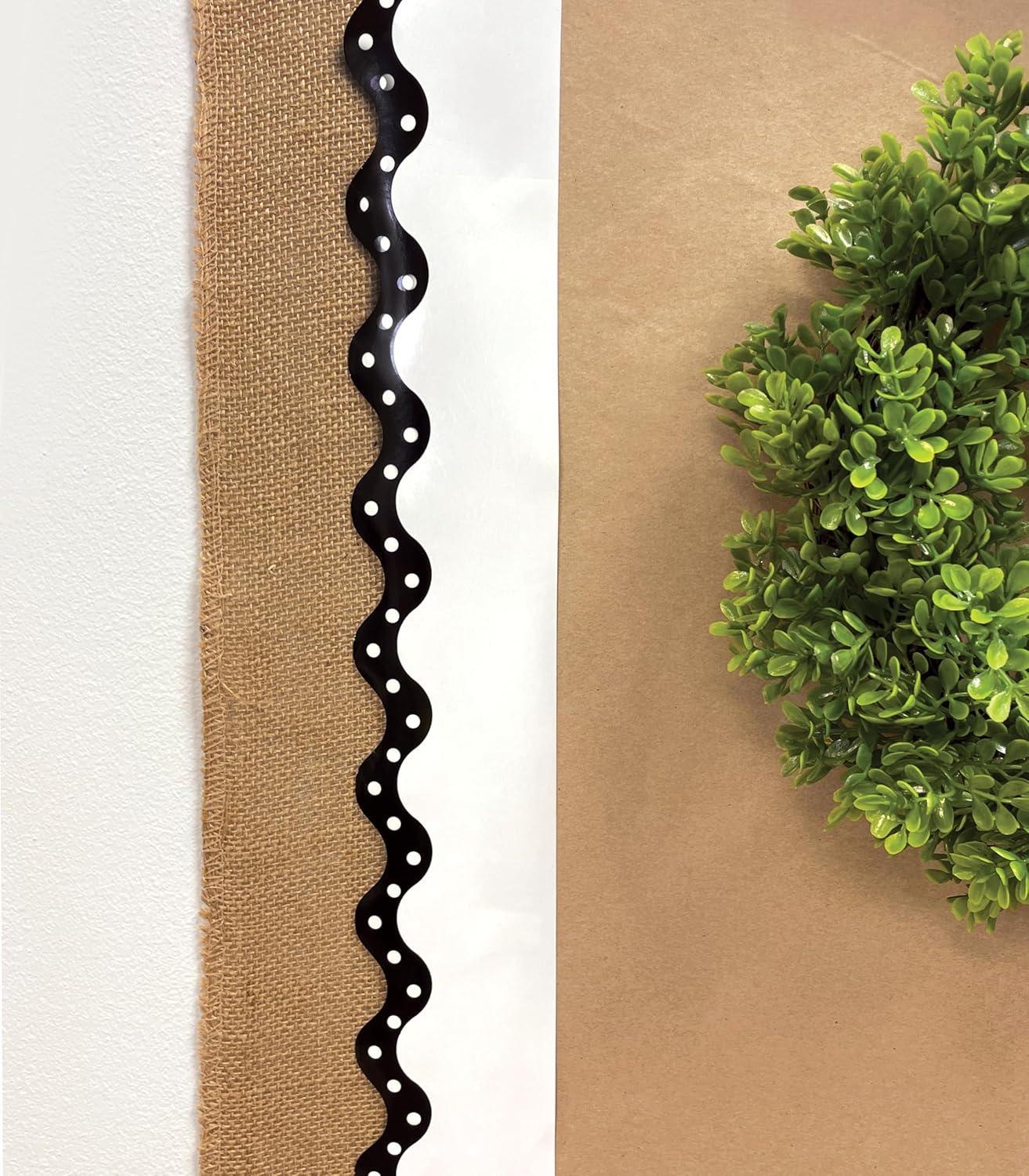 Carson Dellosa 3 Rolls of 195 Ft of Scallop Black and White Bulletin Board Borders Bundle, Classroom Borders for Bulletin, 65 Ft Per Bulletin Board Trim Roll