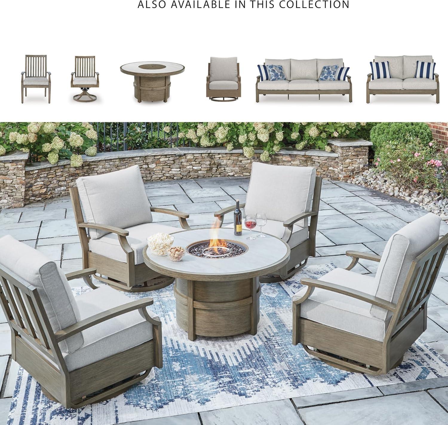 Signature Design by Ashley Rainier Ranch Beige Fire Pit Table