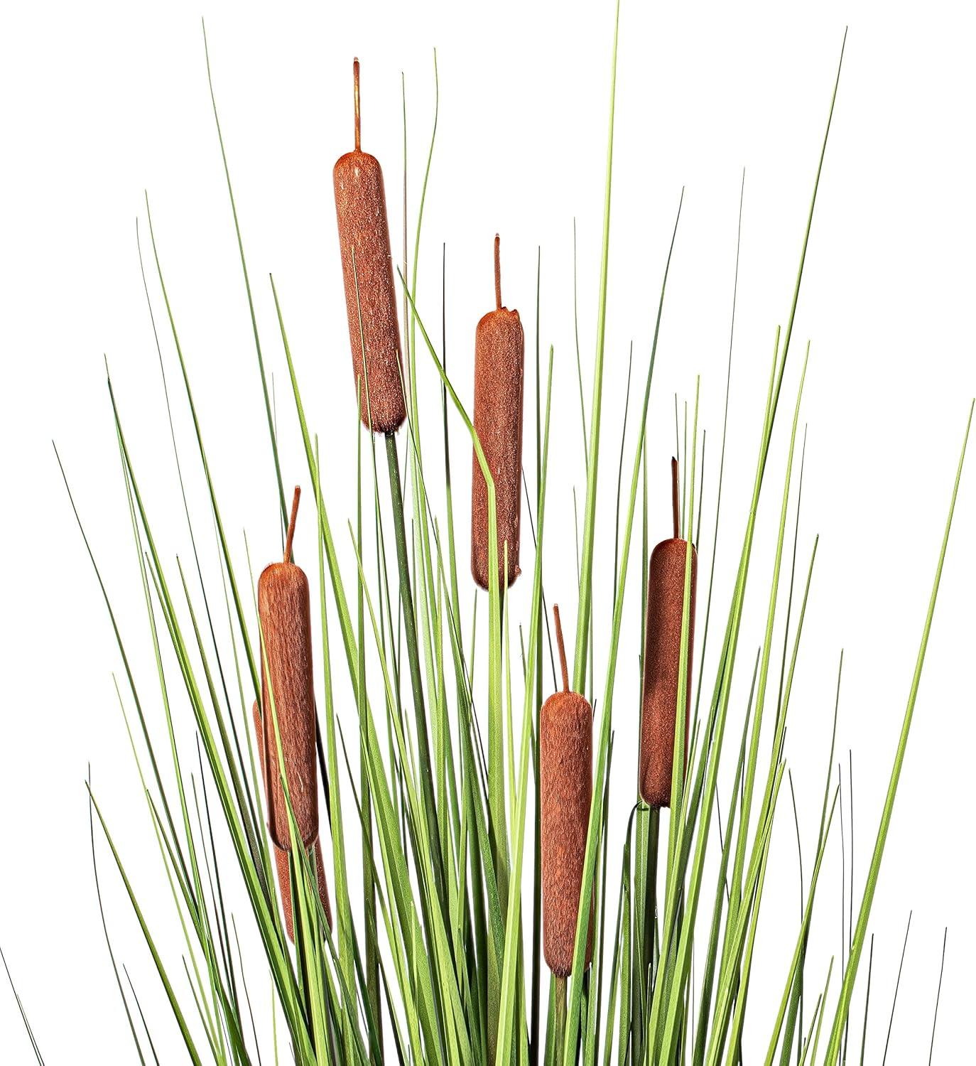 36" Artificial Potted Green Straight Grass and Cattails