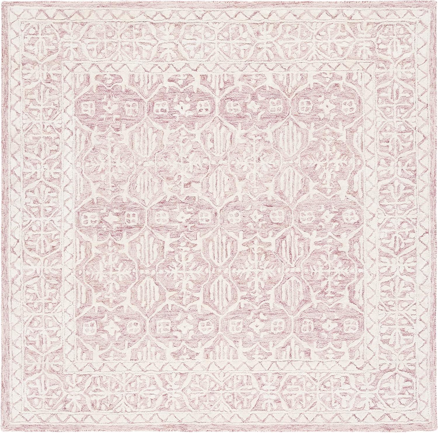 Metro MET903 Hand Tufted Indoor Area Rug - Dark Pink/Ivory - 6'x6' - Safavieh